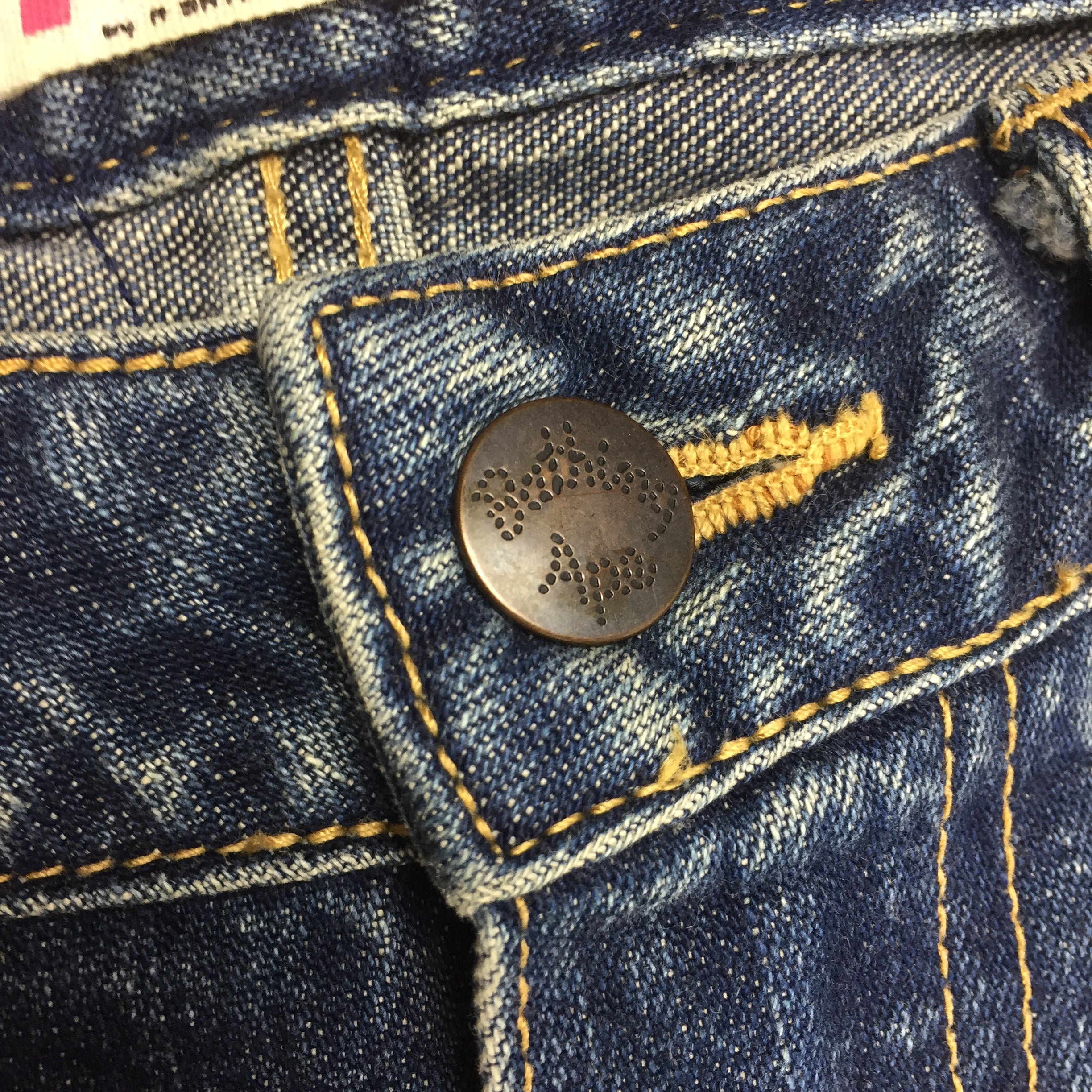 BAPE Pink Yarn Spell Out Denim Jeans