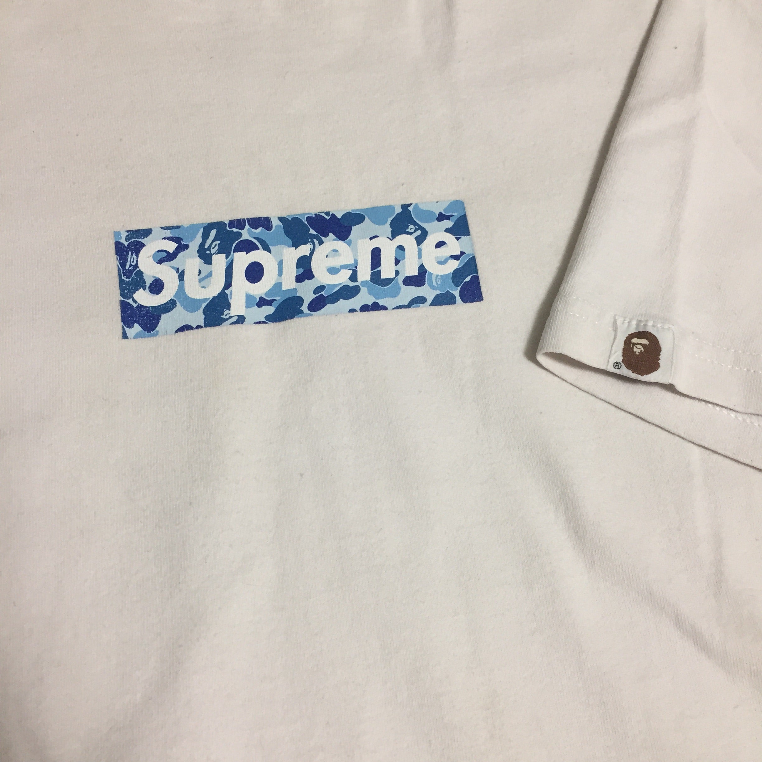 1998 Supreme BAPE Blue Camo Box Logo Tee