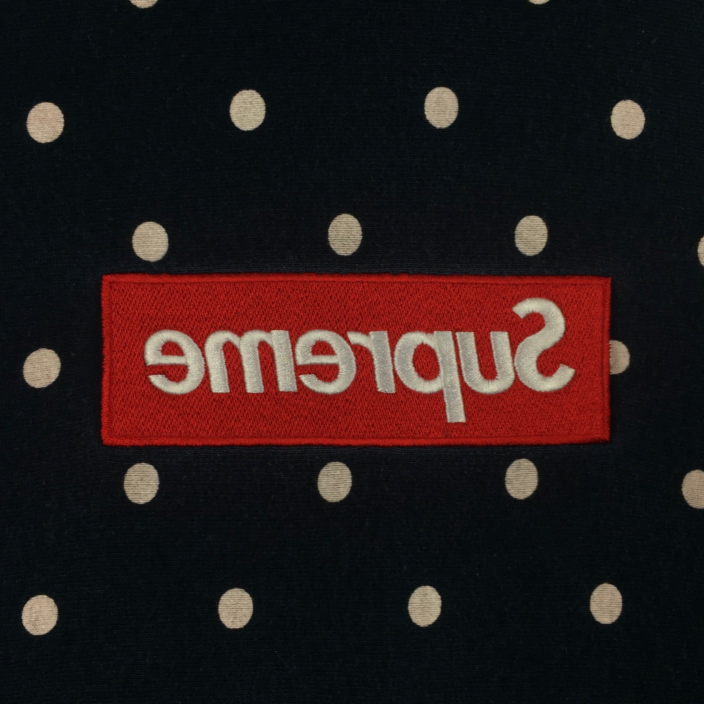 2012 Supreme x CDG Polka Dot Navy Box Logo Hoodie