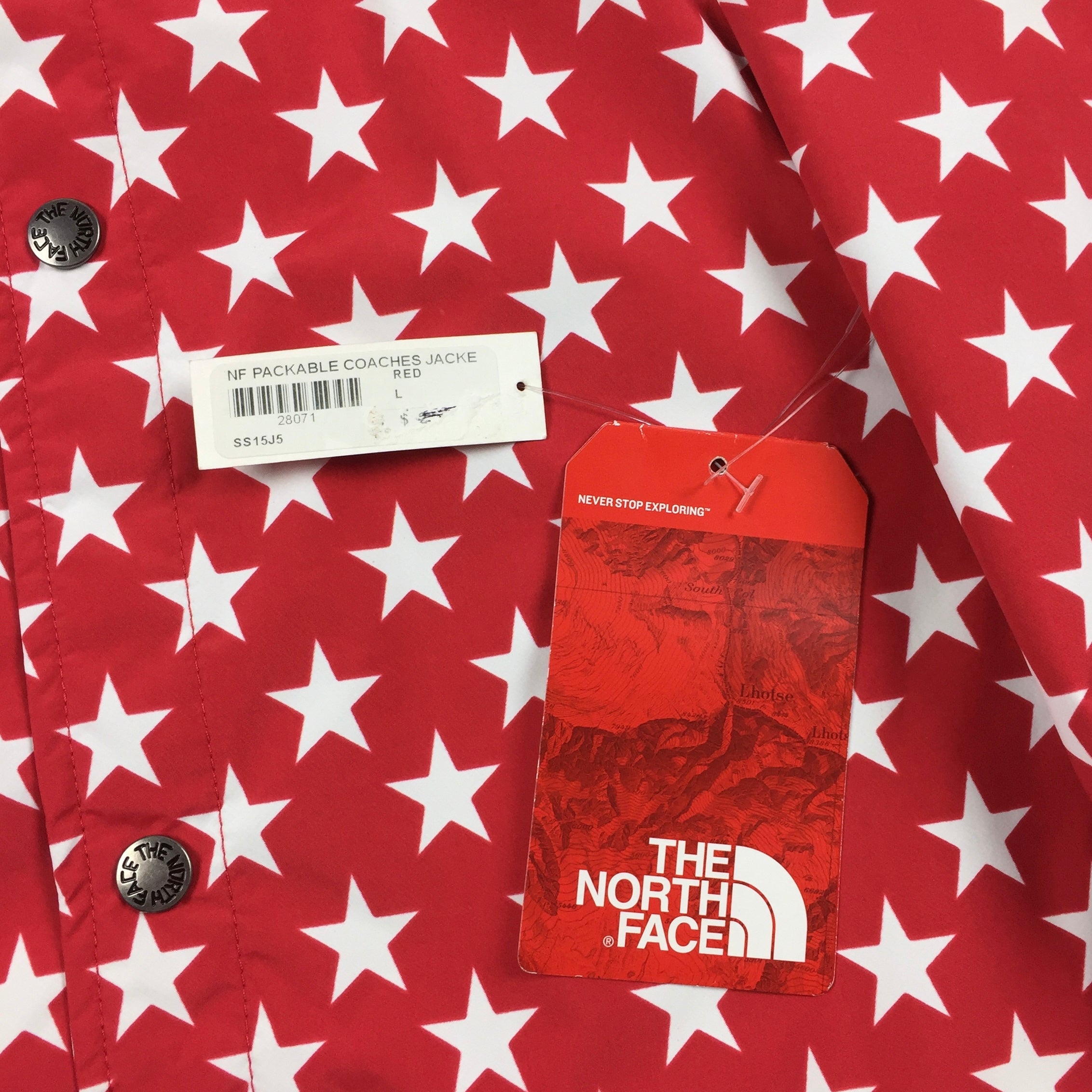 2015 Supreme x The North Face Packable Red Stars Coach