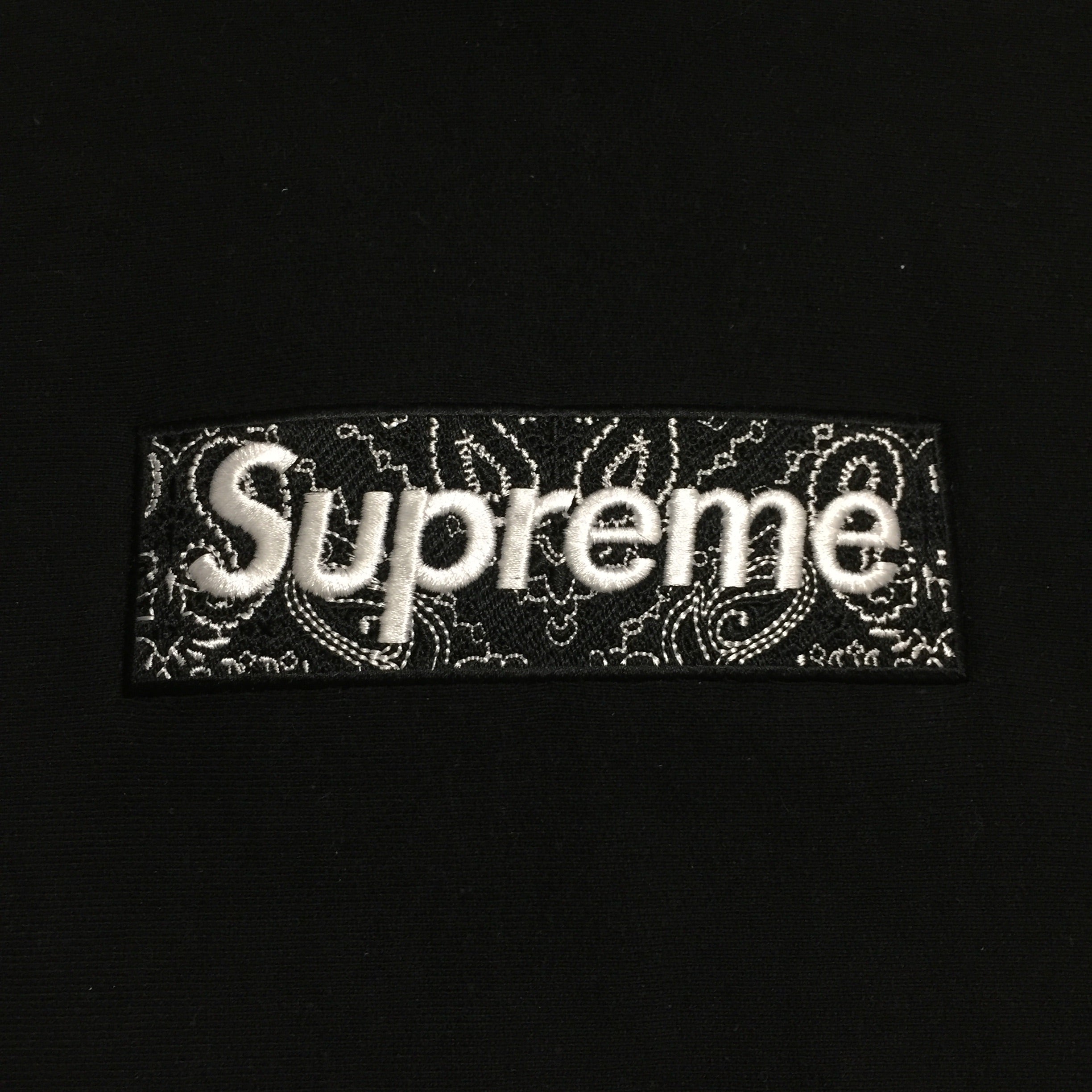 2019 Supreme Black Bandana Paisley Box Logo Hoodie