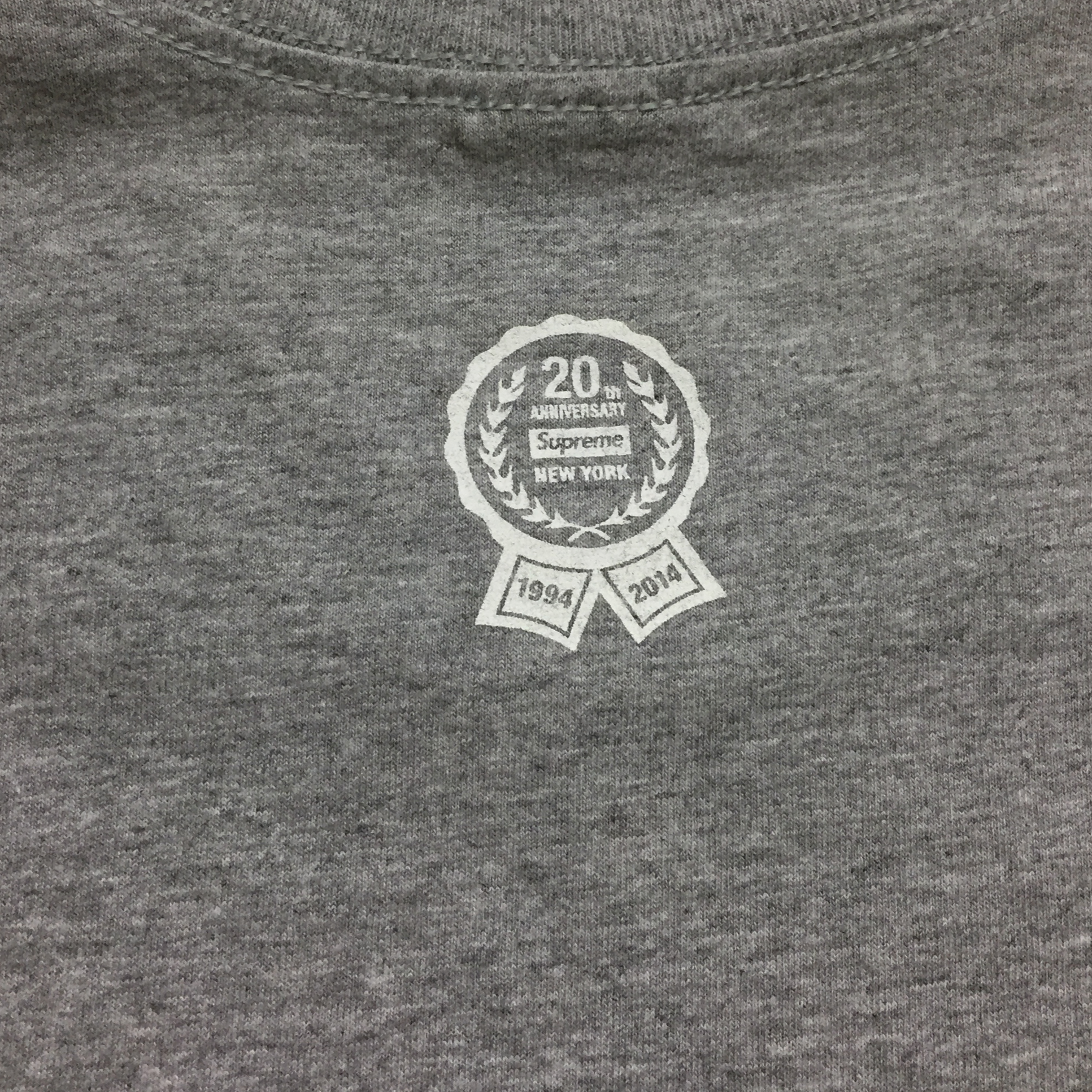 2014 Supreme 20th Anniversary Grey Box Logo Tee