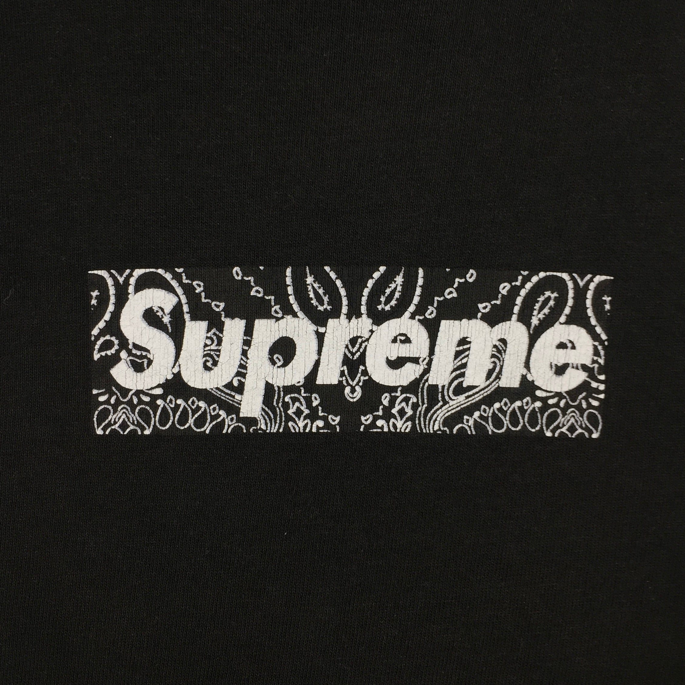 2001 Supreme Black Paisley Box Logo Tee