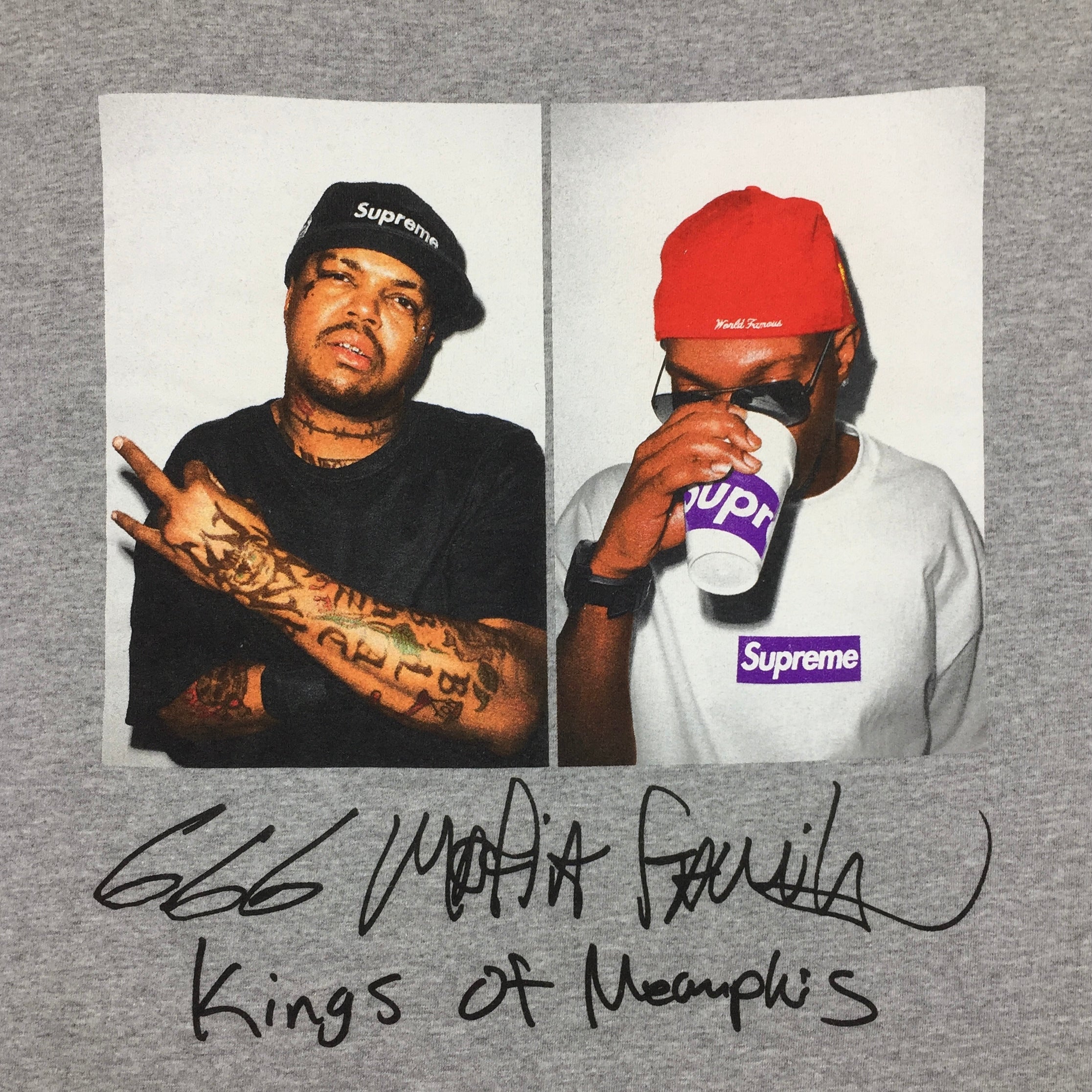 2012 Supreme Three 6 Mafia Grey Photo Tee