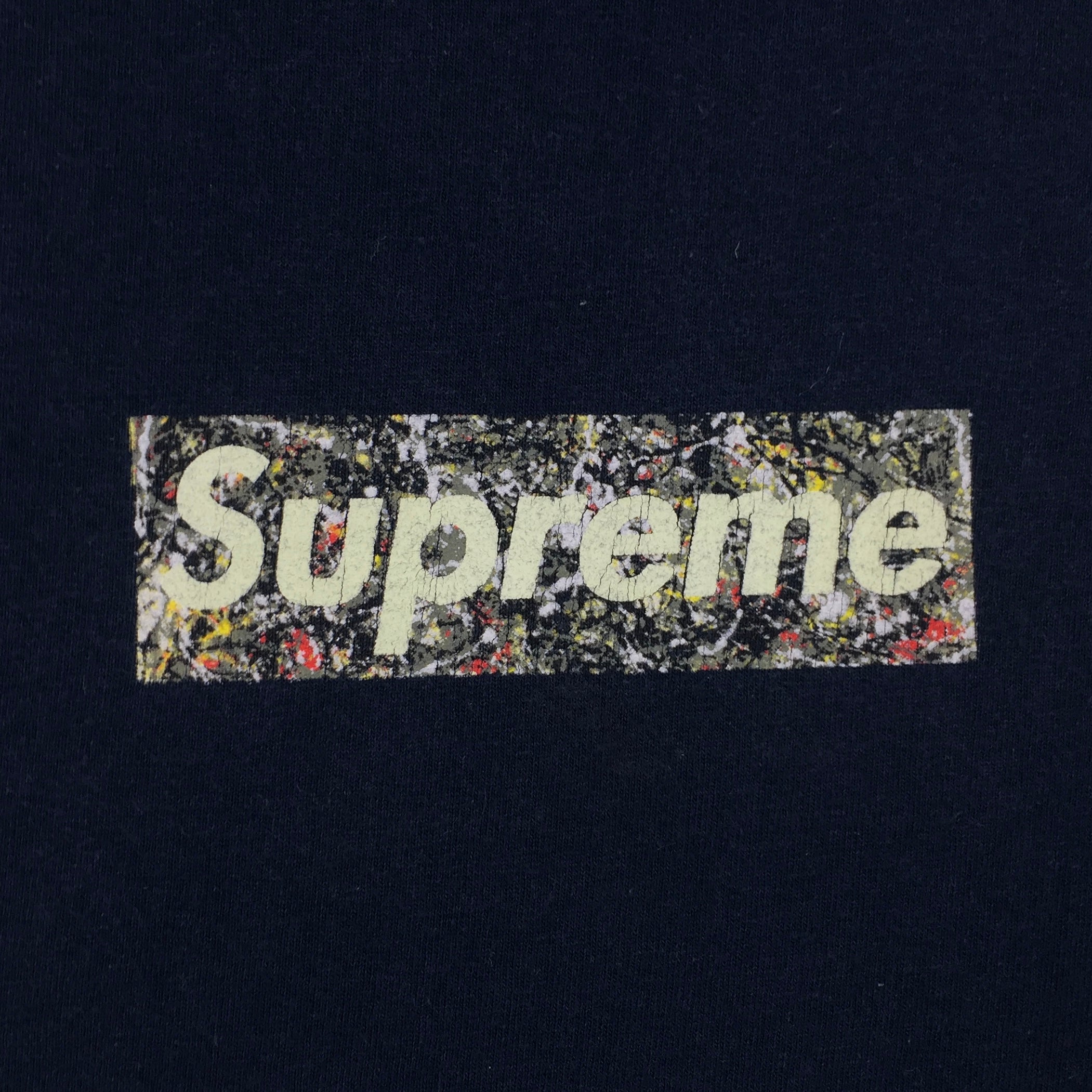 1999 Supreme Jackson Pollock Navy Box Logo Tee