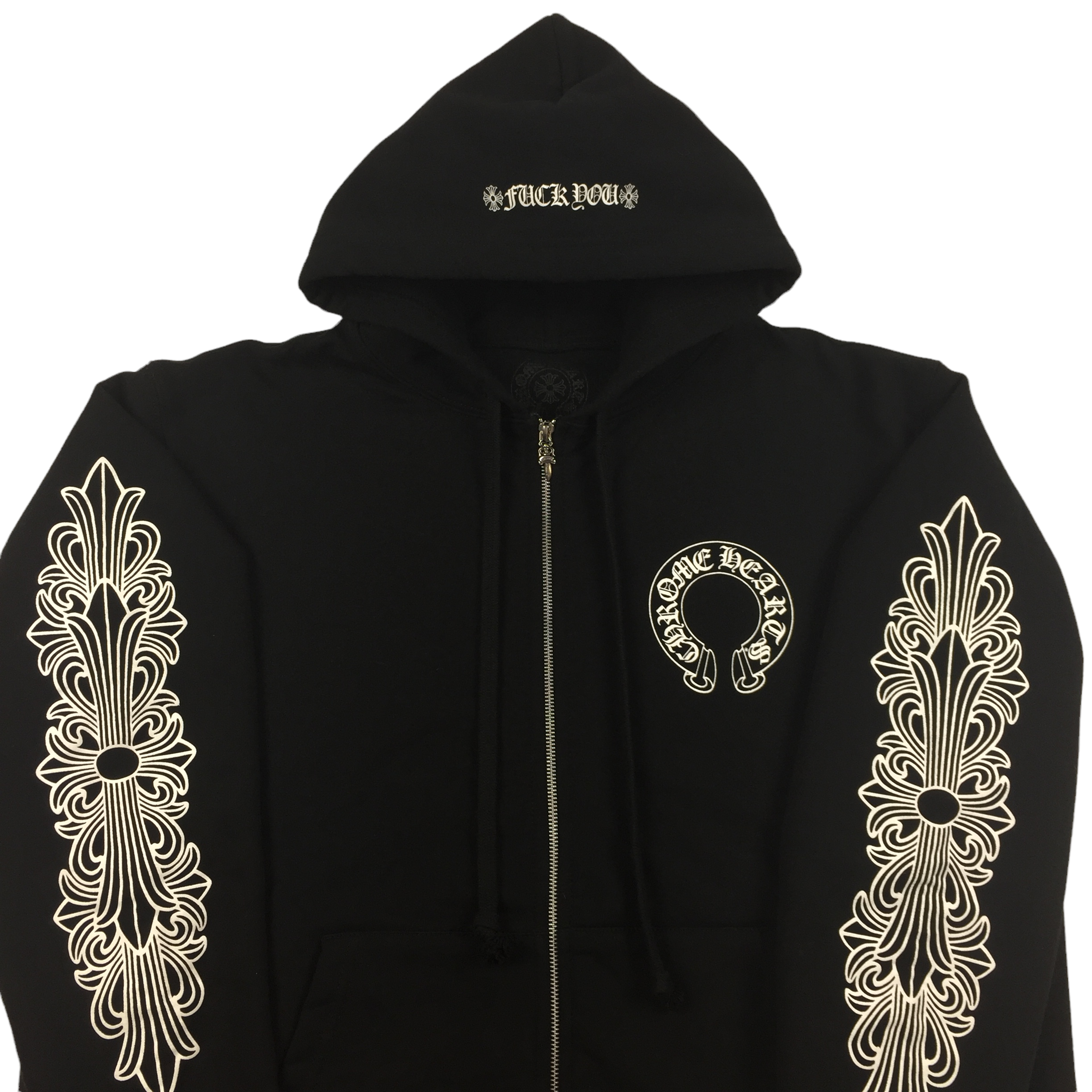 Chrome Hearts Black Floral Logo Zip Up Hoodie