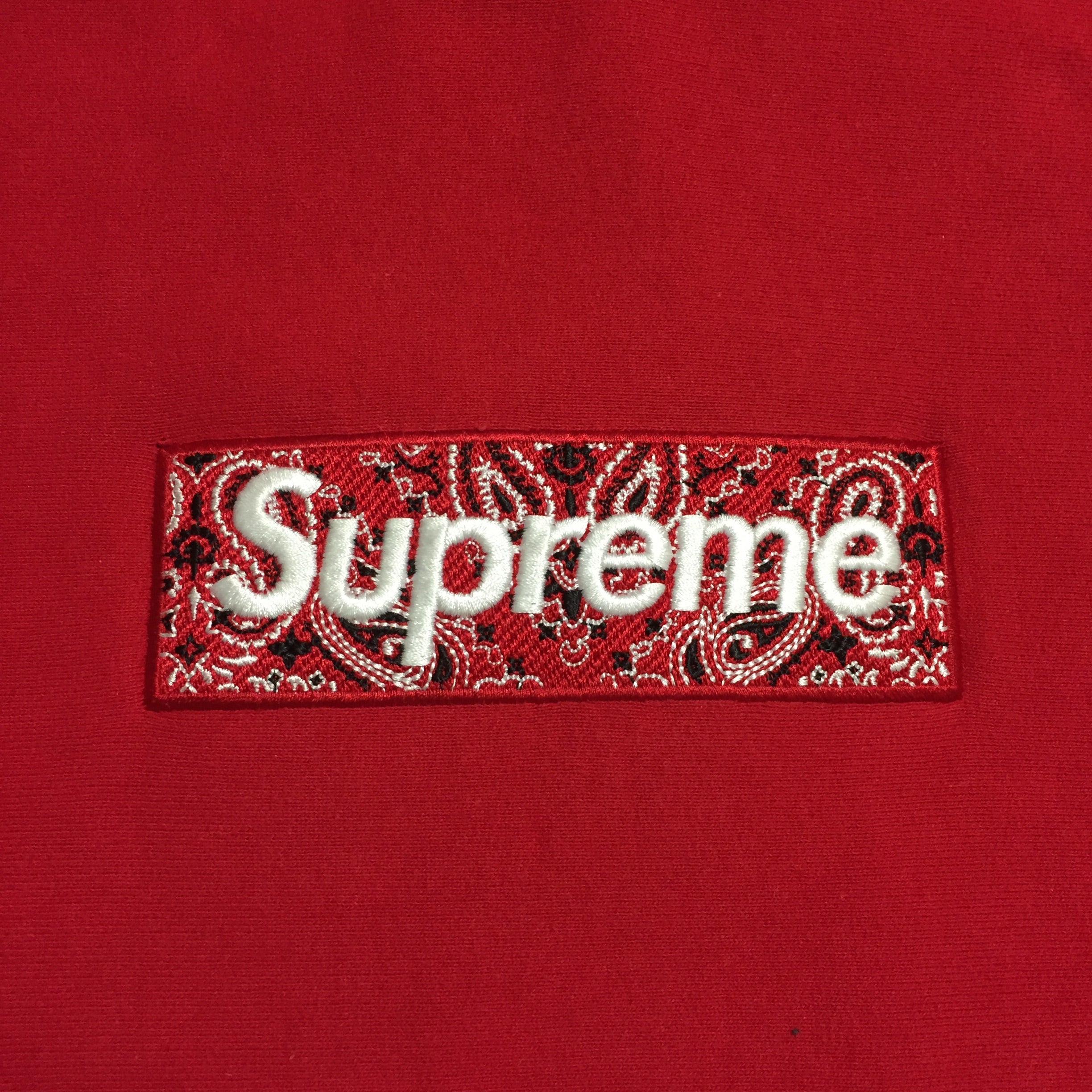 2019 Supreme Red Bandana Paisley Box Logo Hoodie