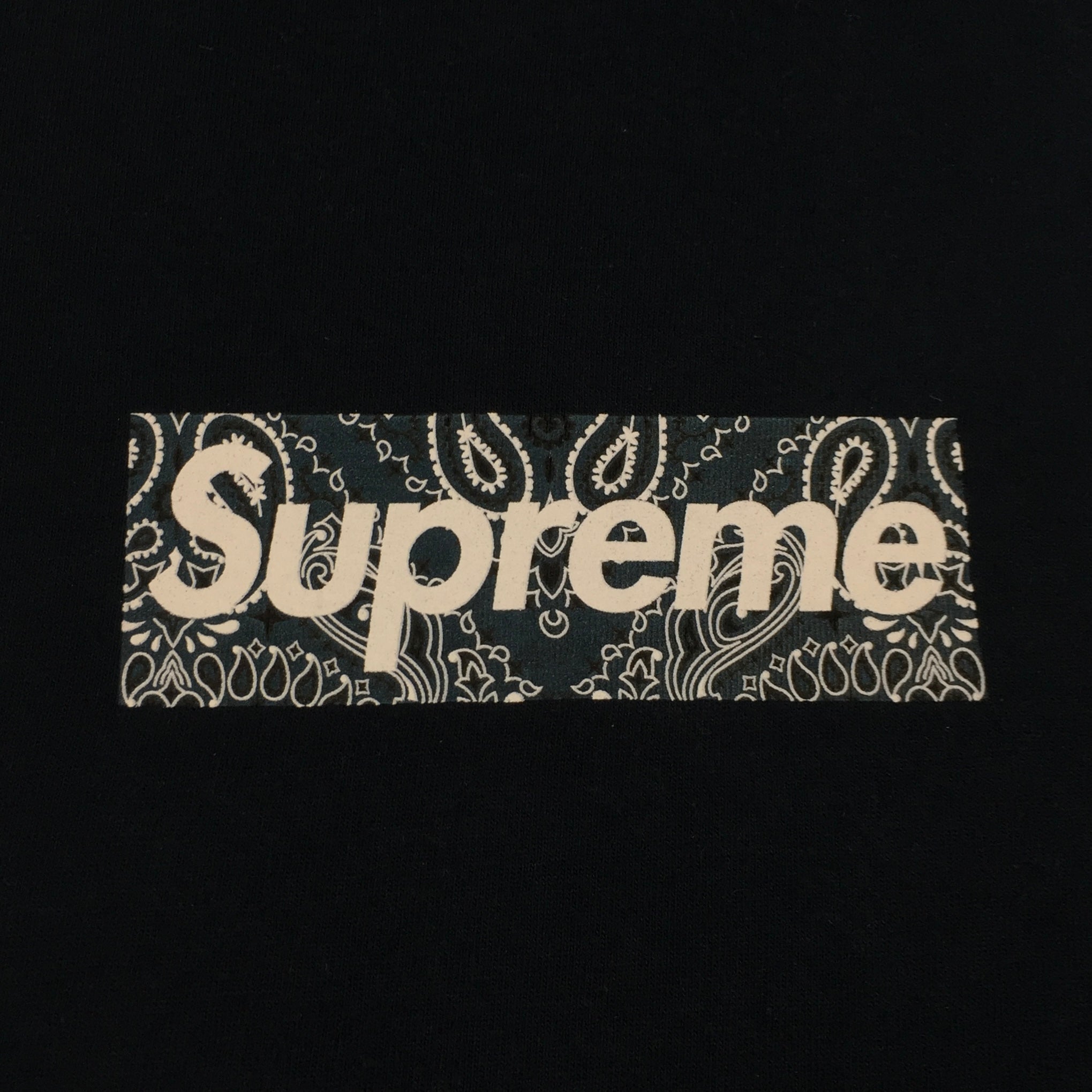 2019 Supreme Navy Bandana Paisley Box Logo Tee
