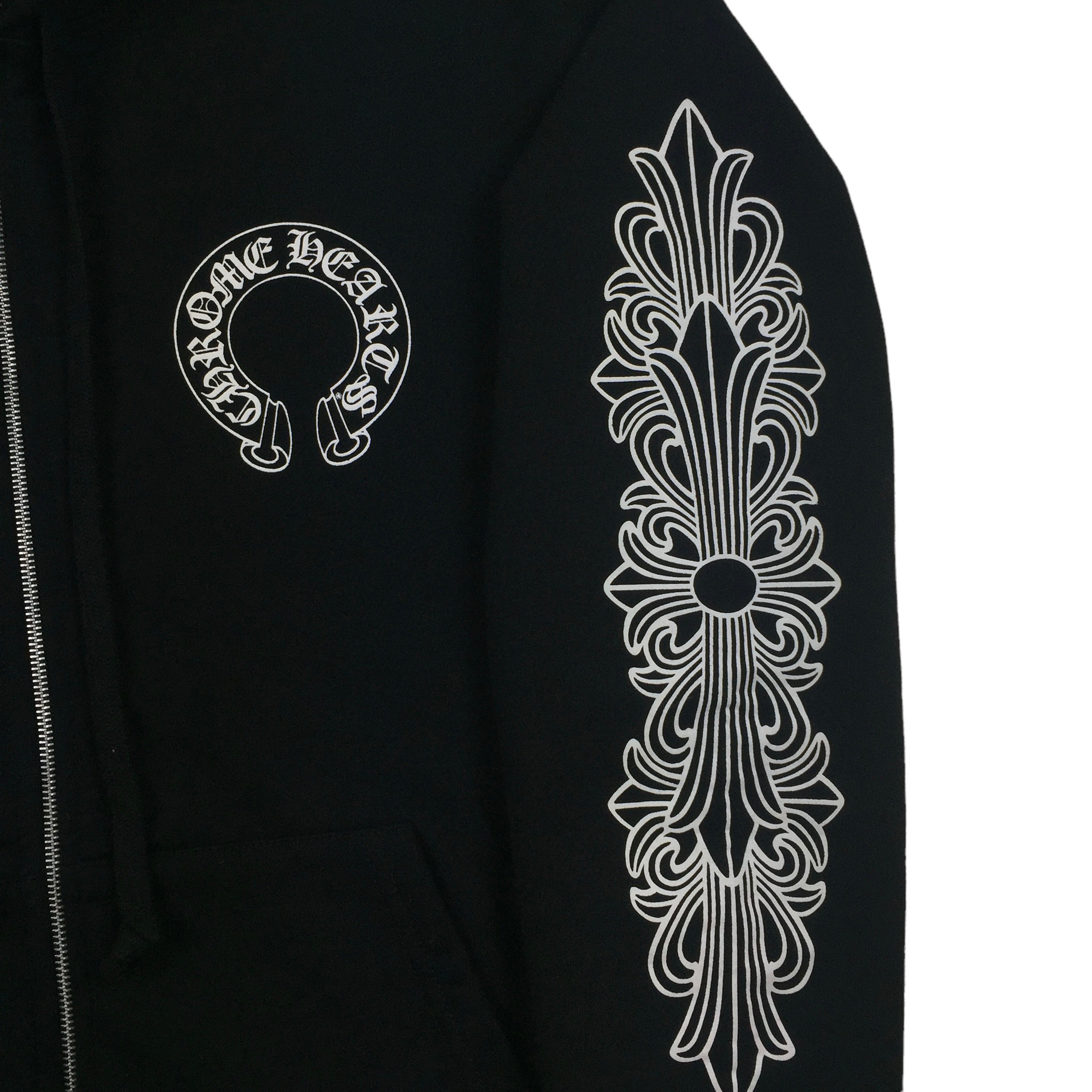 Chrome Hearts Black Floral Logo Zip Up Hoodie