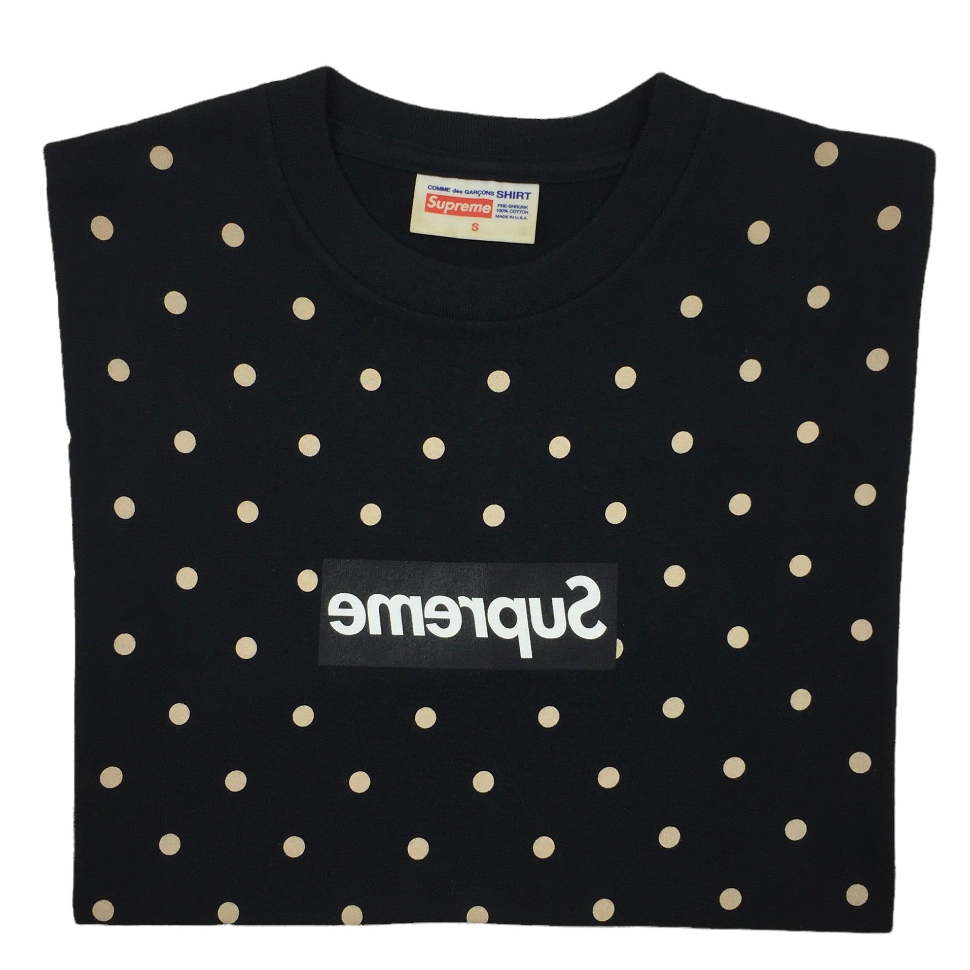 2012 Supreme x CDG Polka Dot Black Box Logo Tee