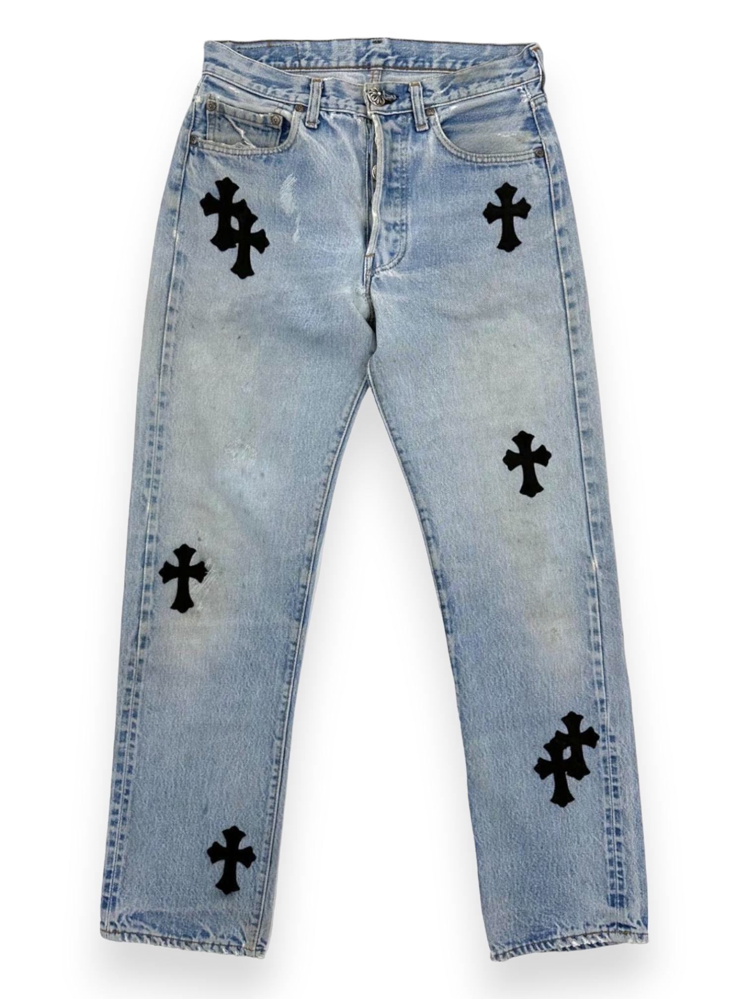 Chrome Hearts Blue Cross Patch Levi’s Denim Jeans