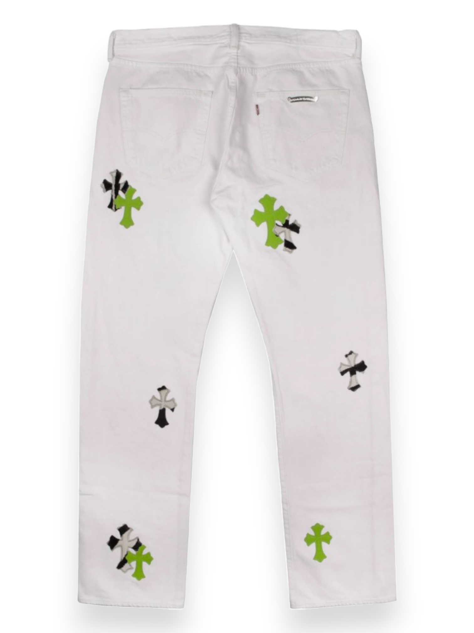 Chrome Hearts Zebra Green Cross Patch White Levi’s Denim Jeans