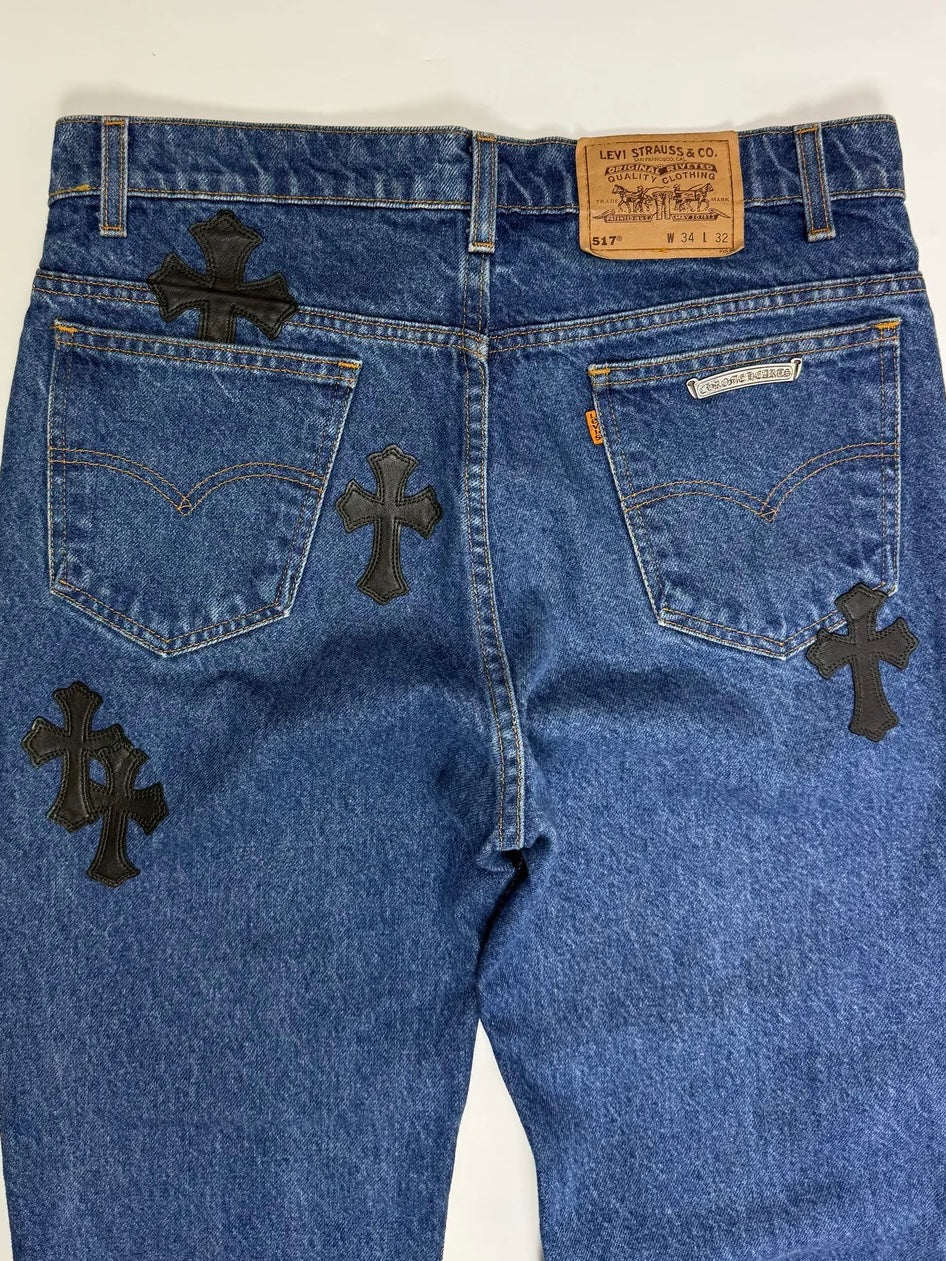 Chrome Hearts Cross Patch Levi's 517 Blue Jeans