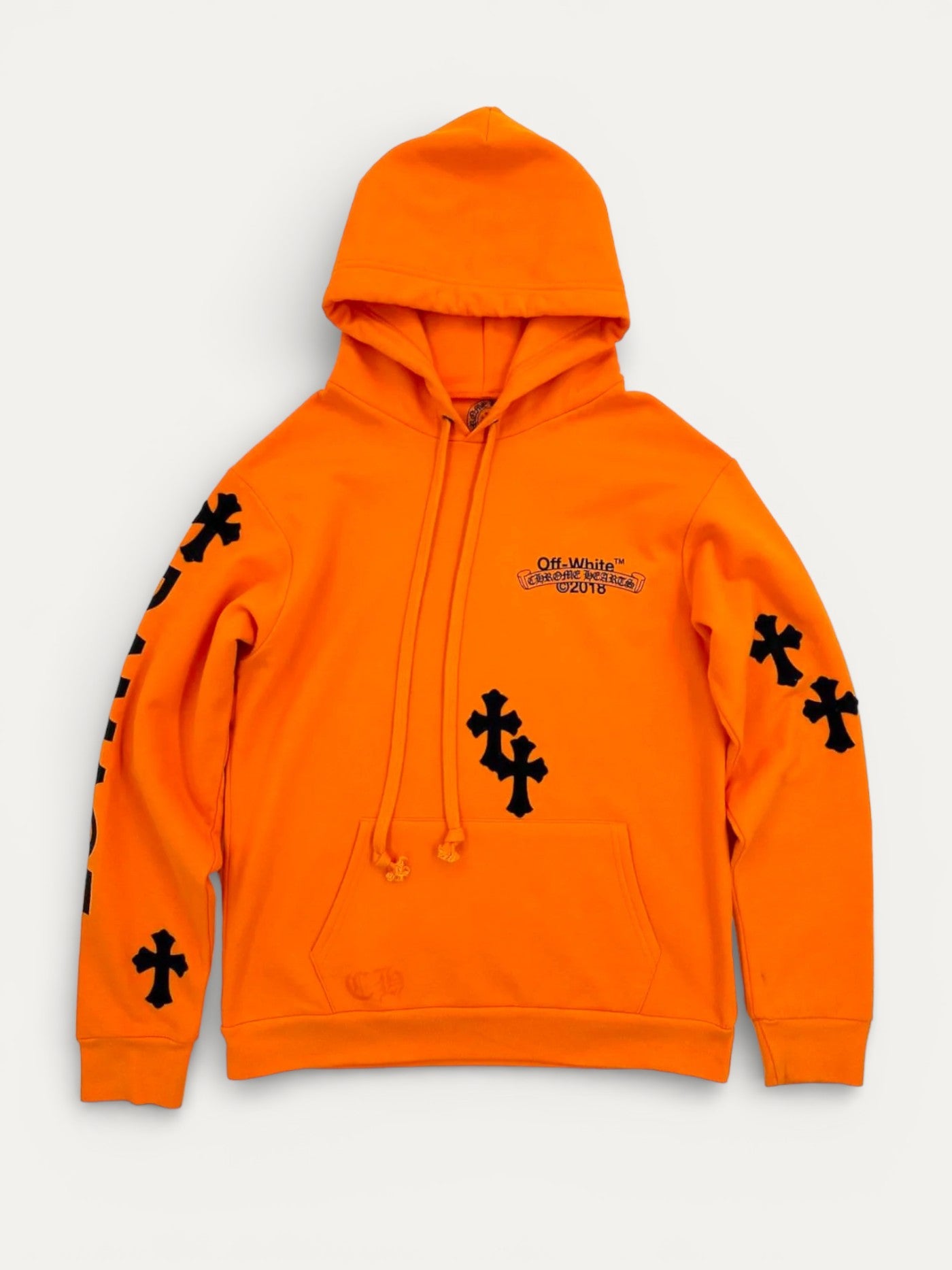 Chrome Hearts x Off-White 1/Friends and Family Orange Cross Patch Hoodie