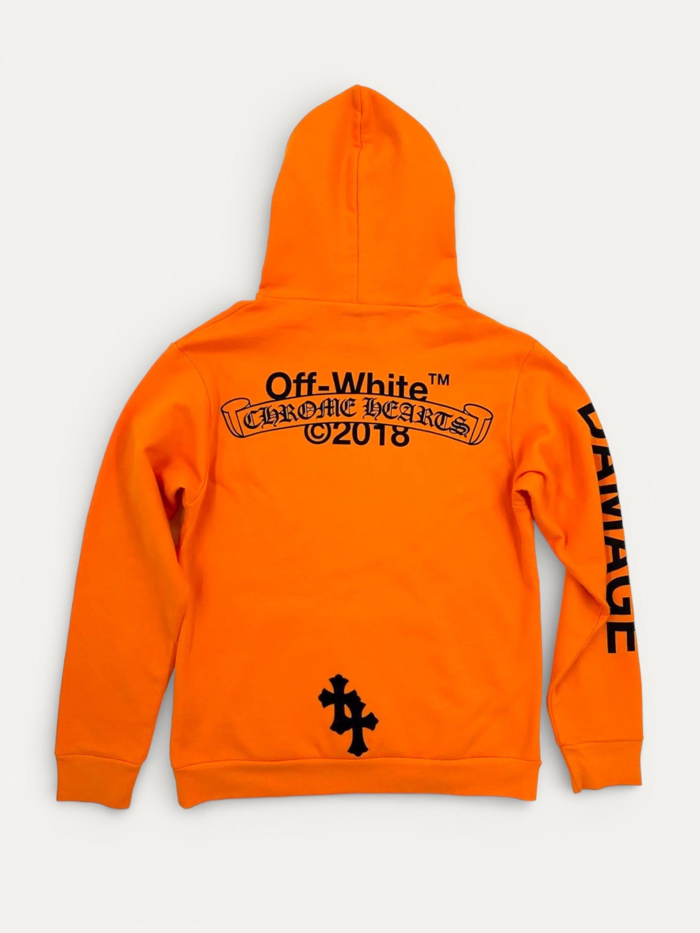 Chrome Hearts x Off-White 1/Friends and Family Orange Cross Patch Hoodie