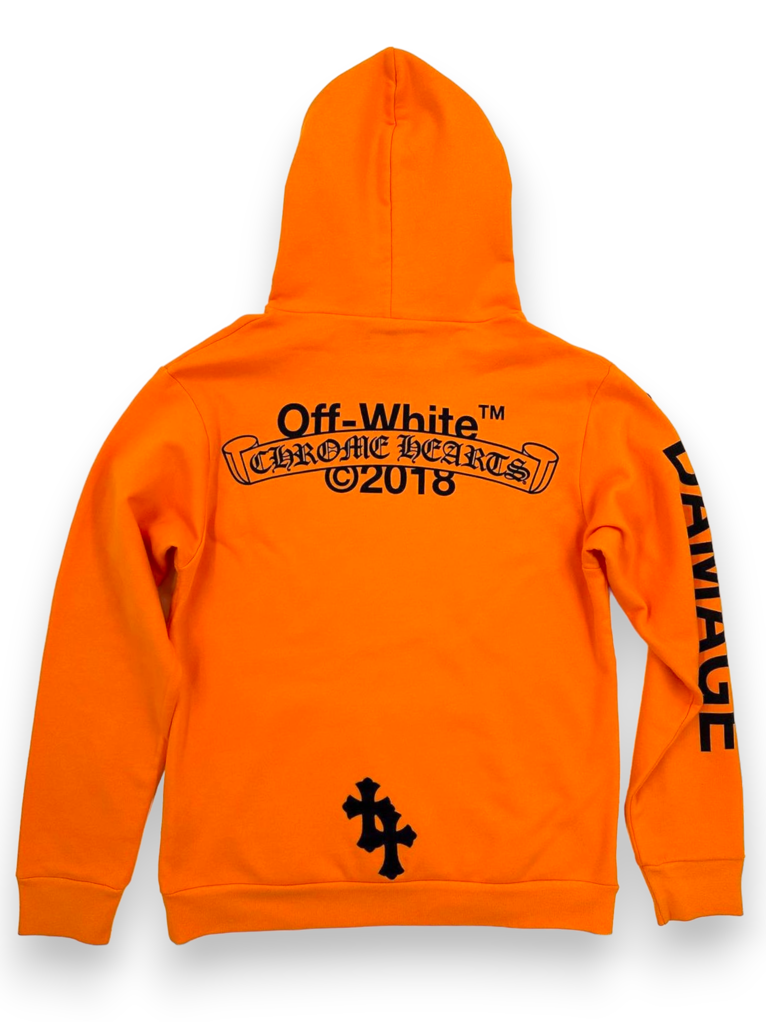 Chrome Hearts x Off-White 1/Friends and Family Orange Cross Patch Hoodie