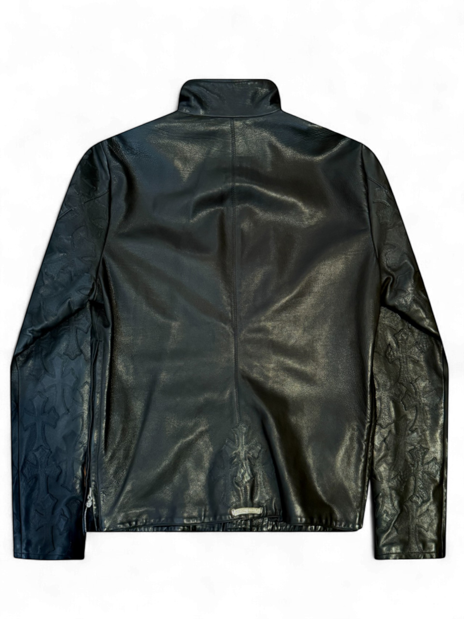 Chrome Hearts Black Cross Patch Leather Jacket