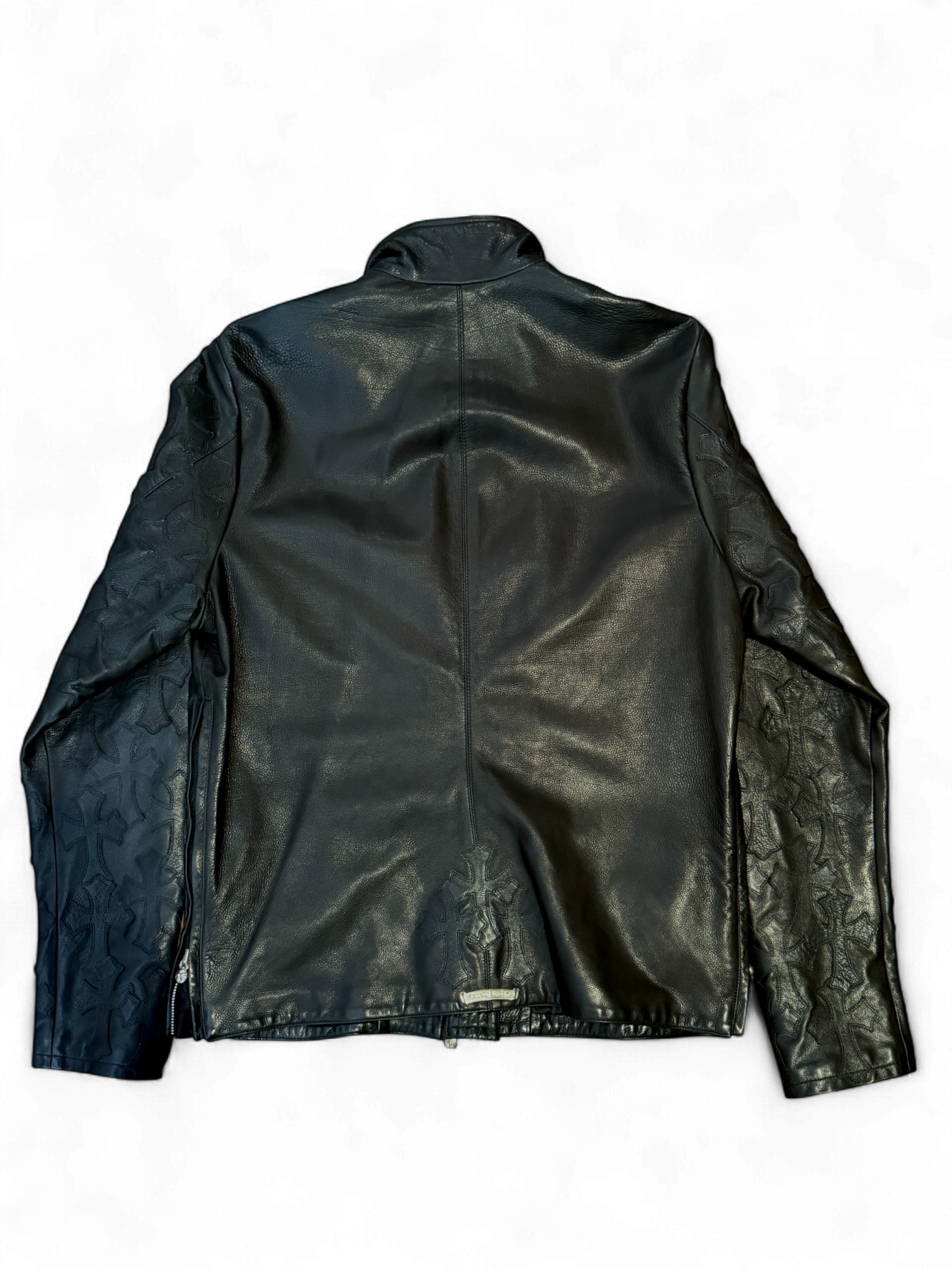 Chrome Hearts Black Cross Patch Leather Jacket