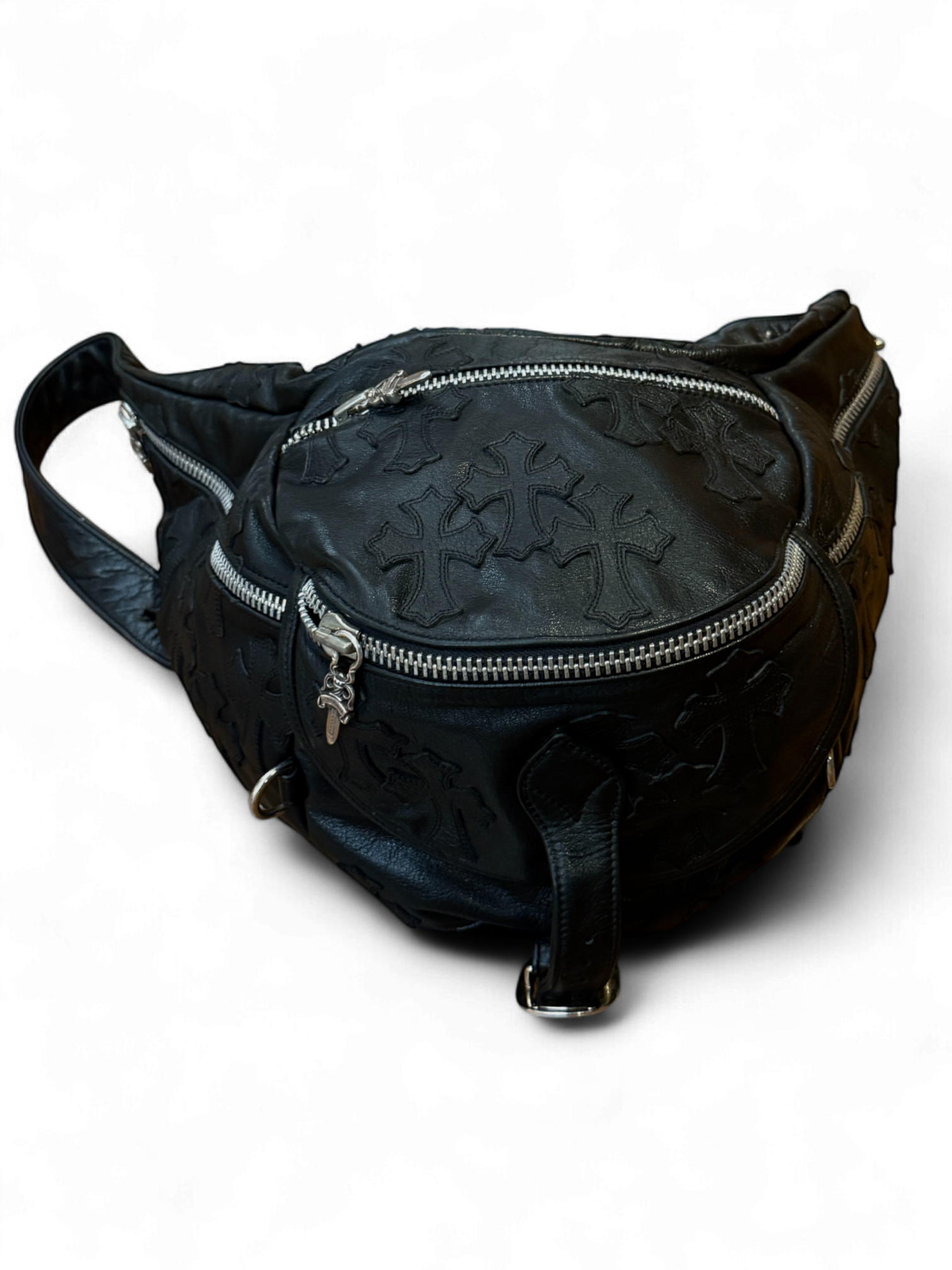 Chrome Hearts Black Cross Patch Leather Snat