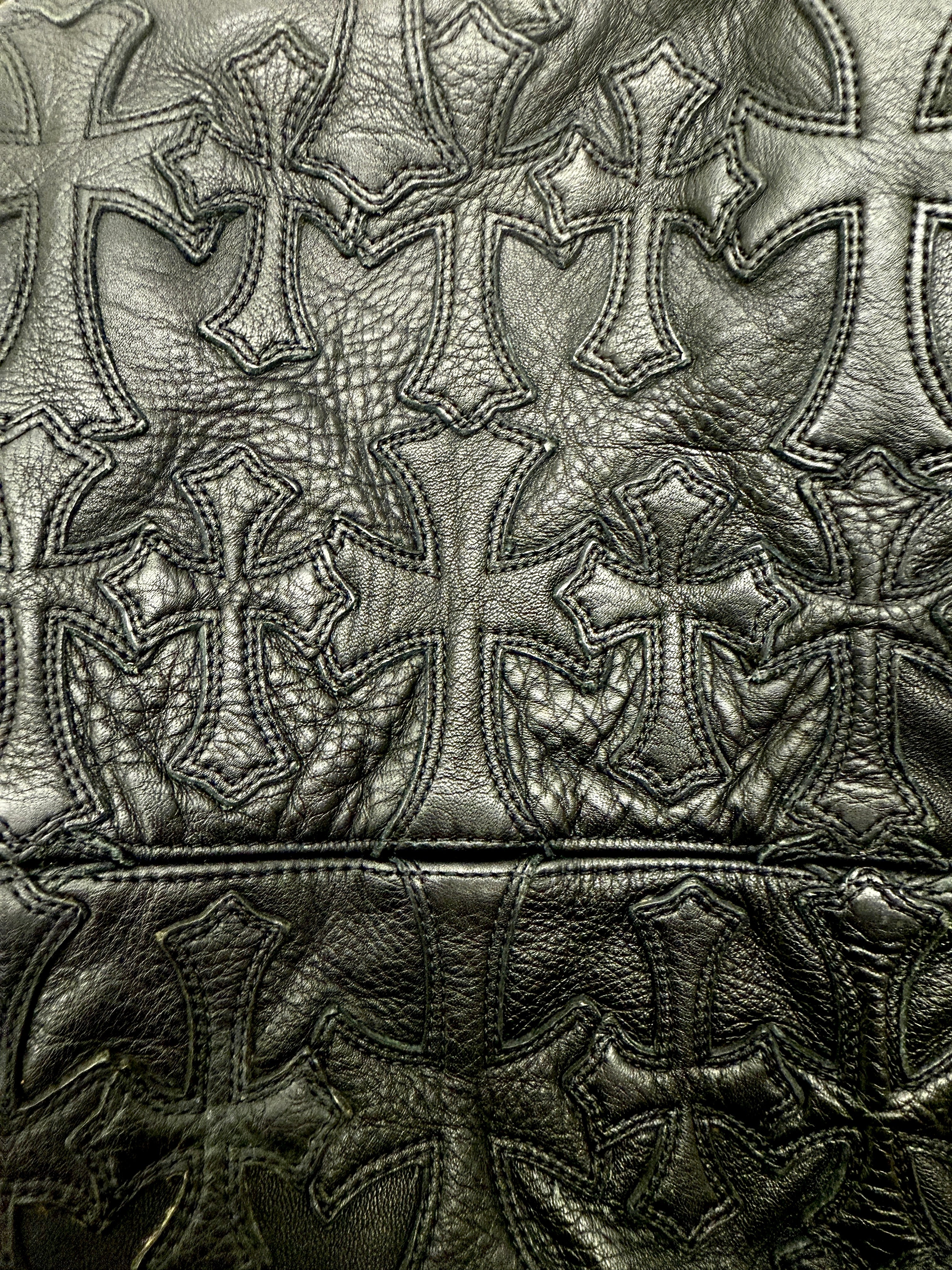 Chrome Hearts Cemetery Cross Patch Dagger Leather Duffle