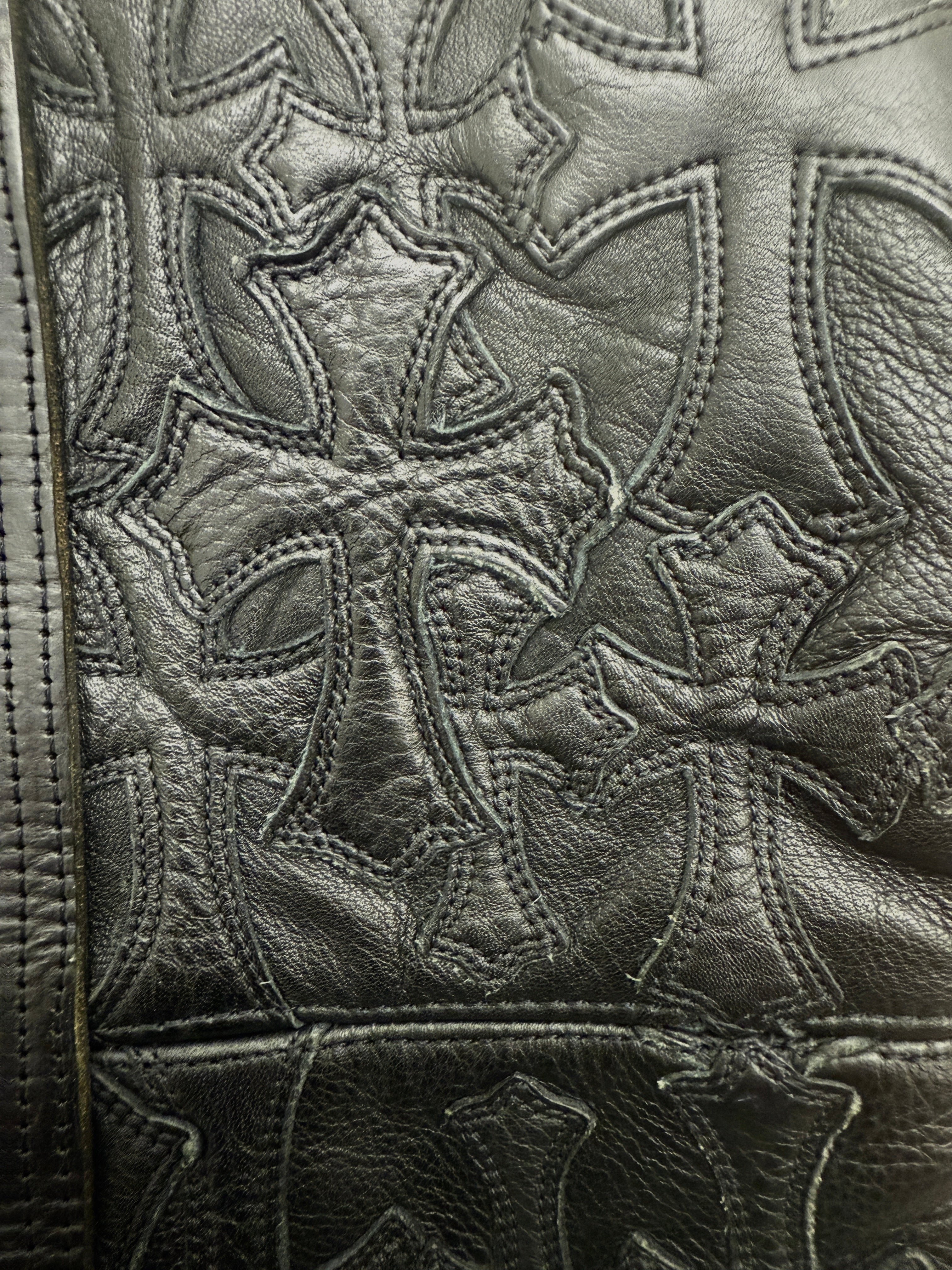 Chrome Hearts Cemetery Cross Patch Dagger Leather Duffle