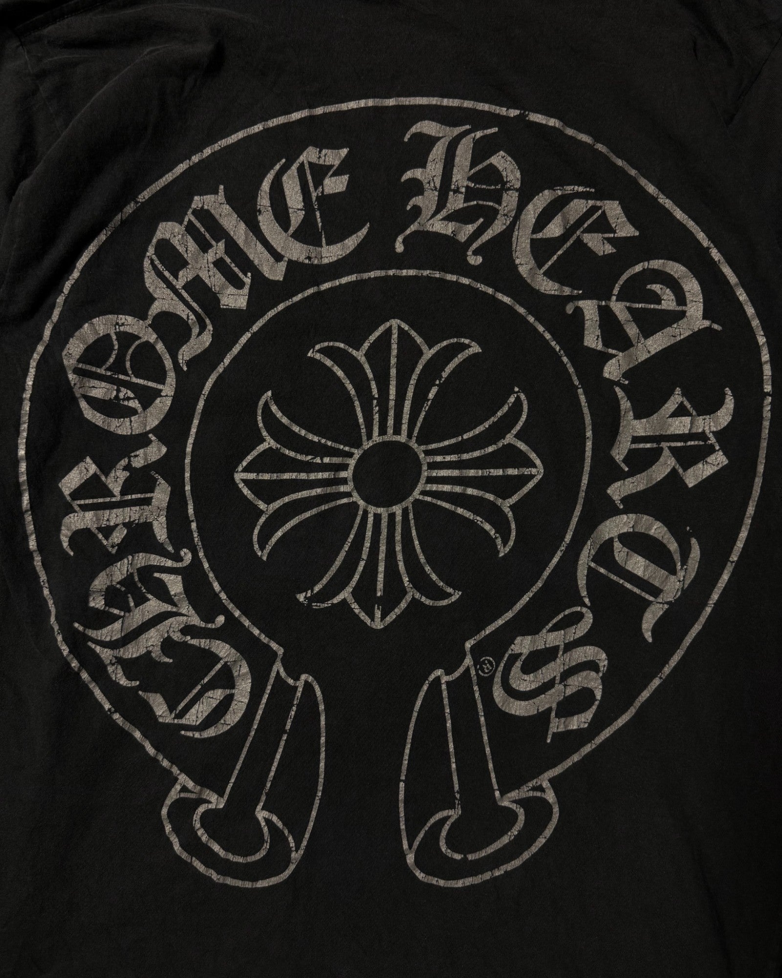 Chrome Hearts Black Grey Horseshoe Logo Tee