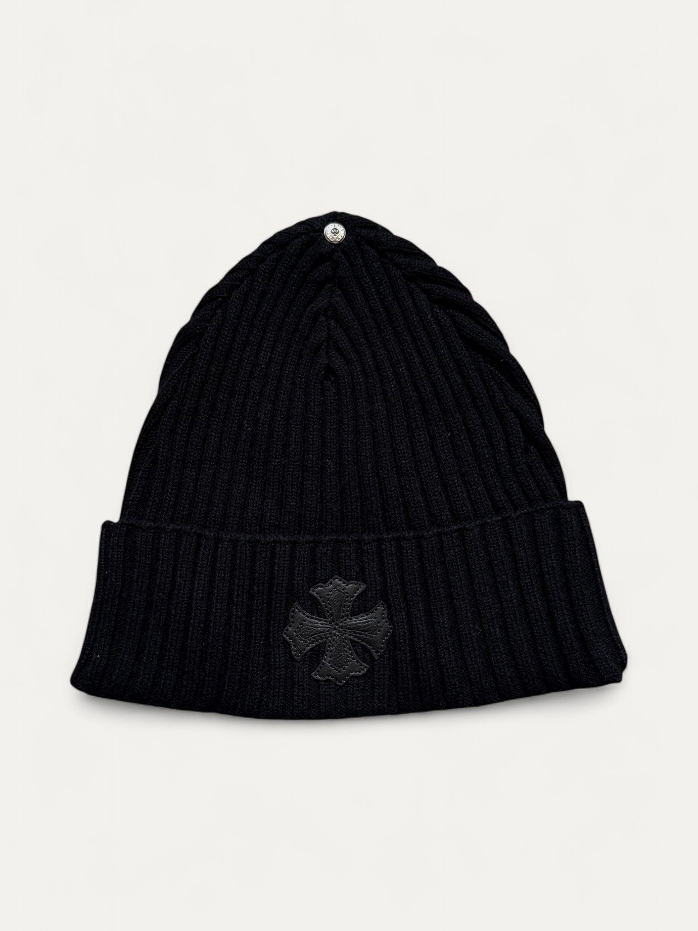 Chrome Hearts Black Cashmere Cross Patch Beanie