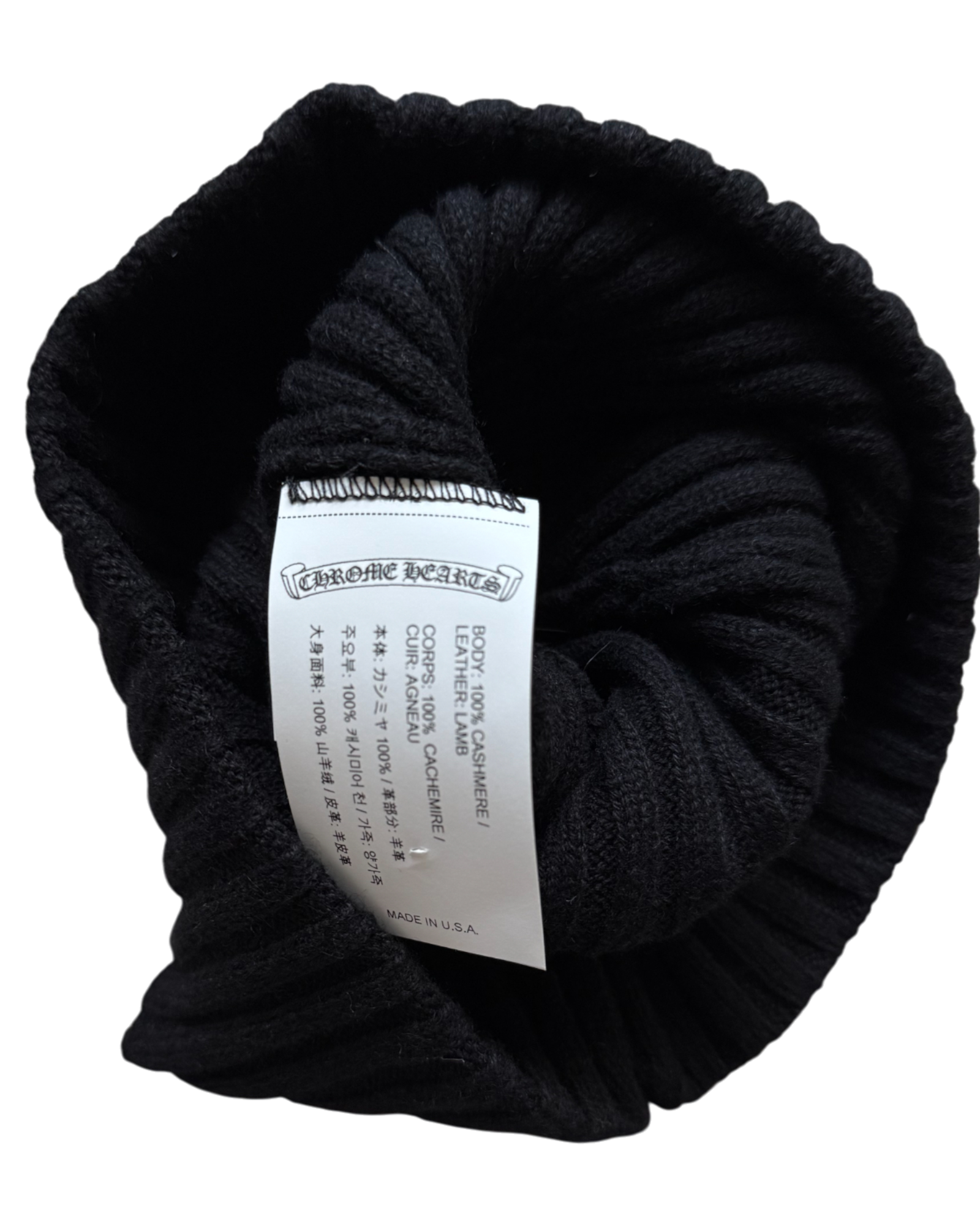 Chrome Hearts Black Cashmere Cross Patch Beanie