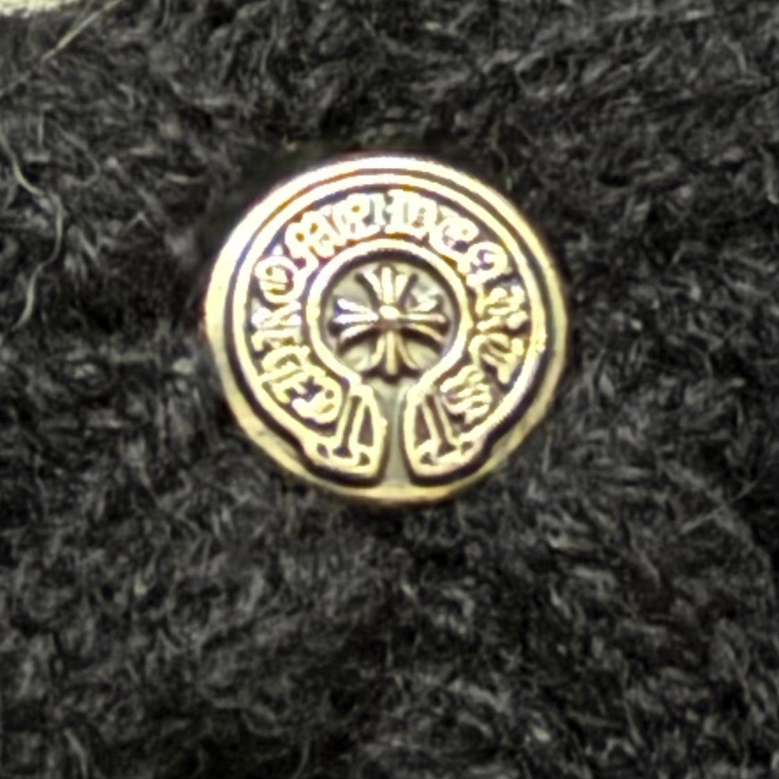 Chrome Hearts Black Cashmere Cross Patch Beanie