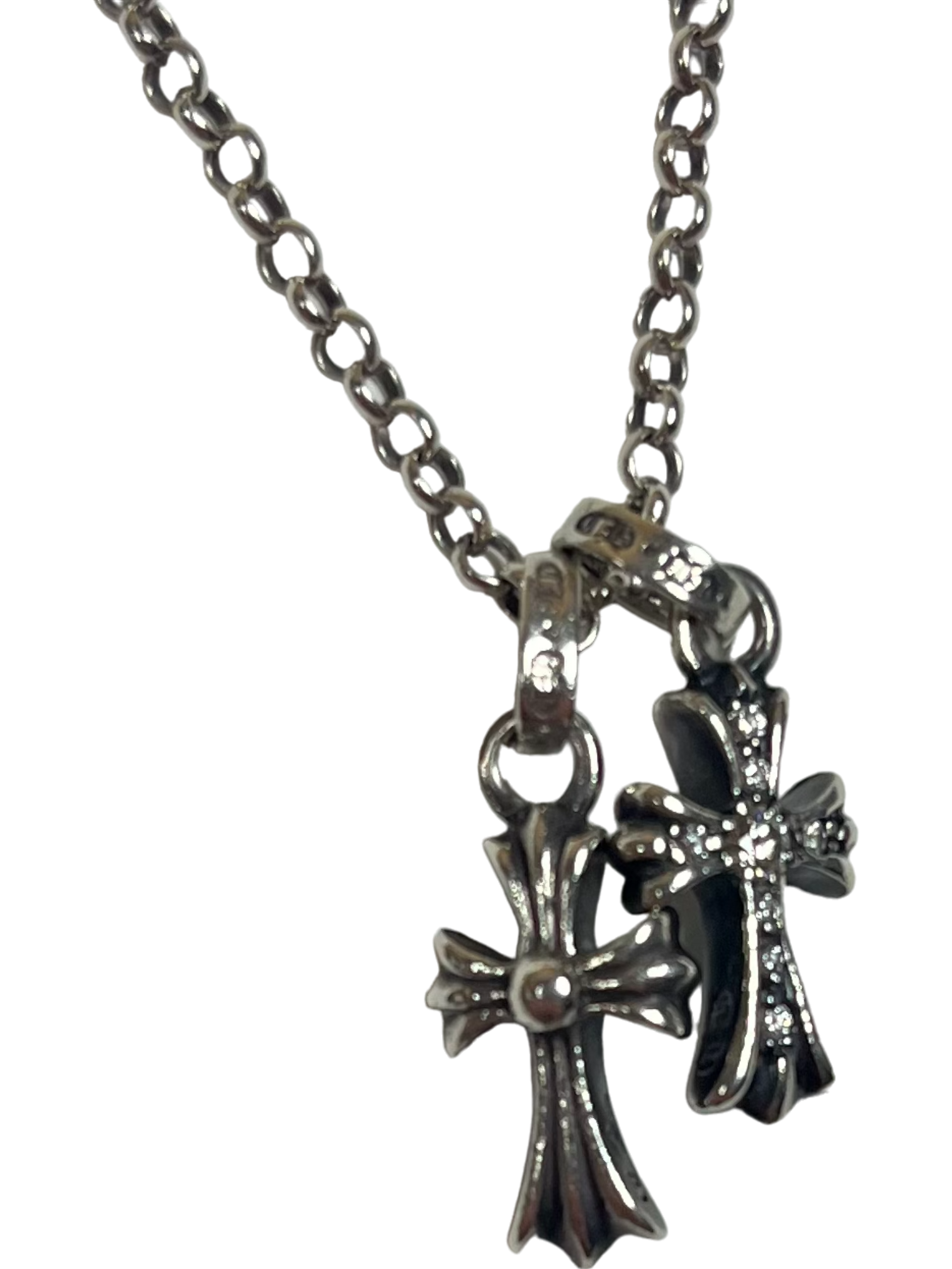 Chrome Hearts Roller Baby Fat Diamond Cross Necklace