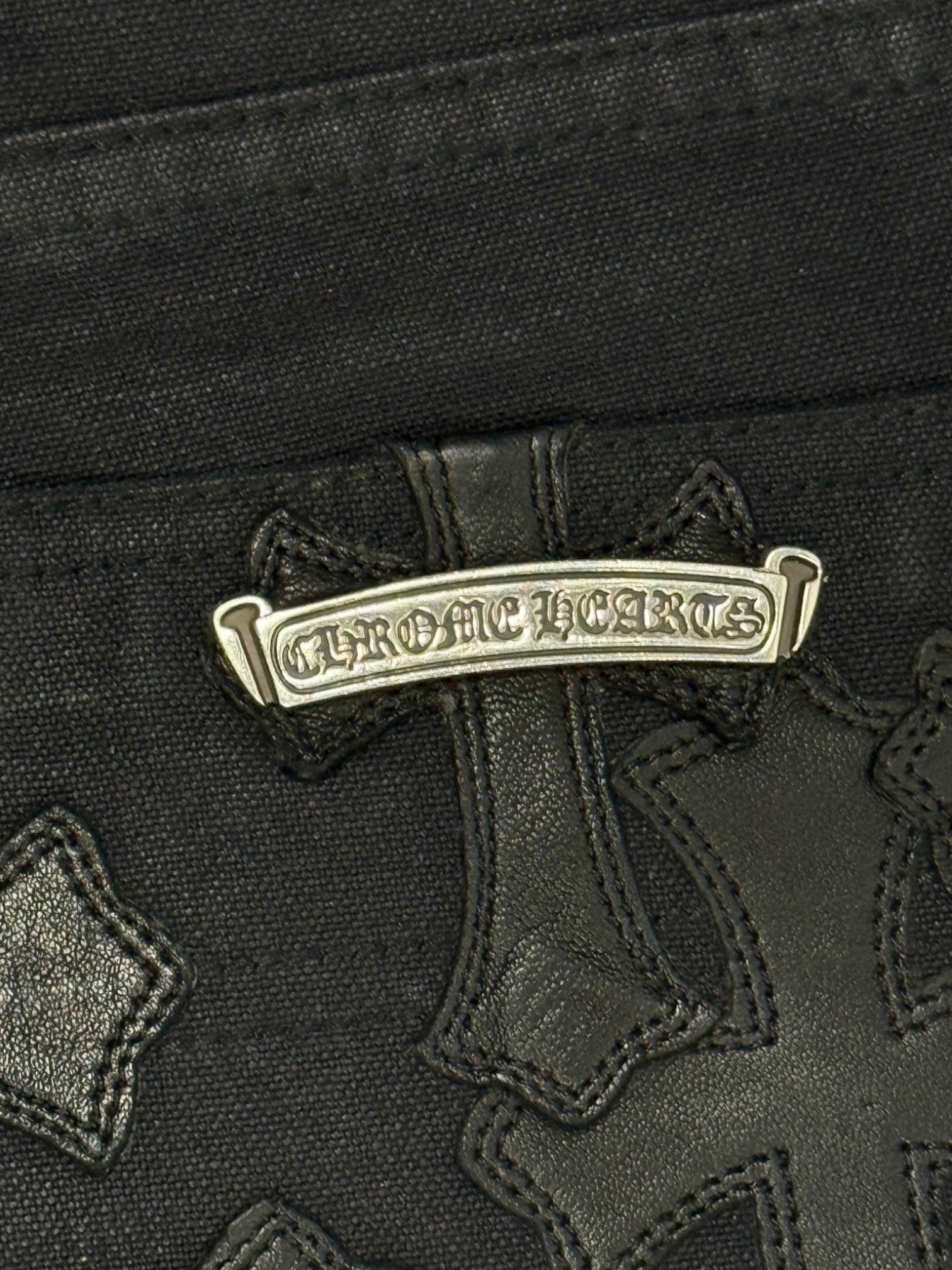 Chrome Hearts Cross Patch Double Knee Black Carpenter Pants