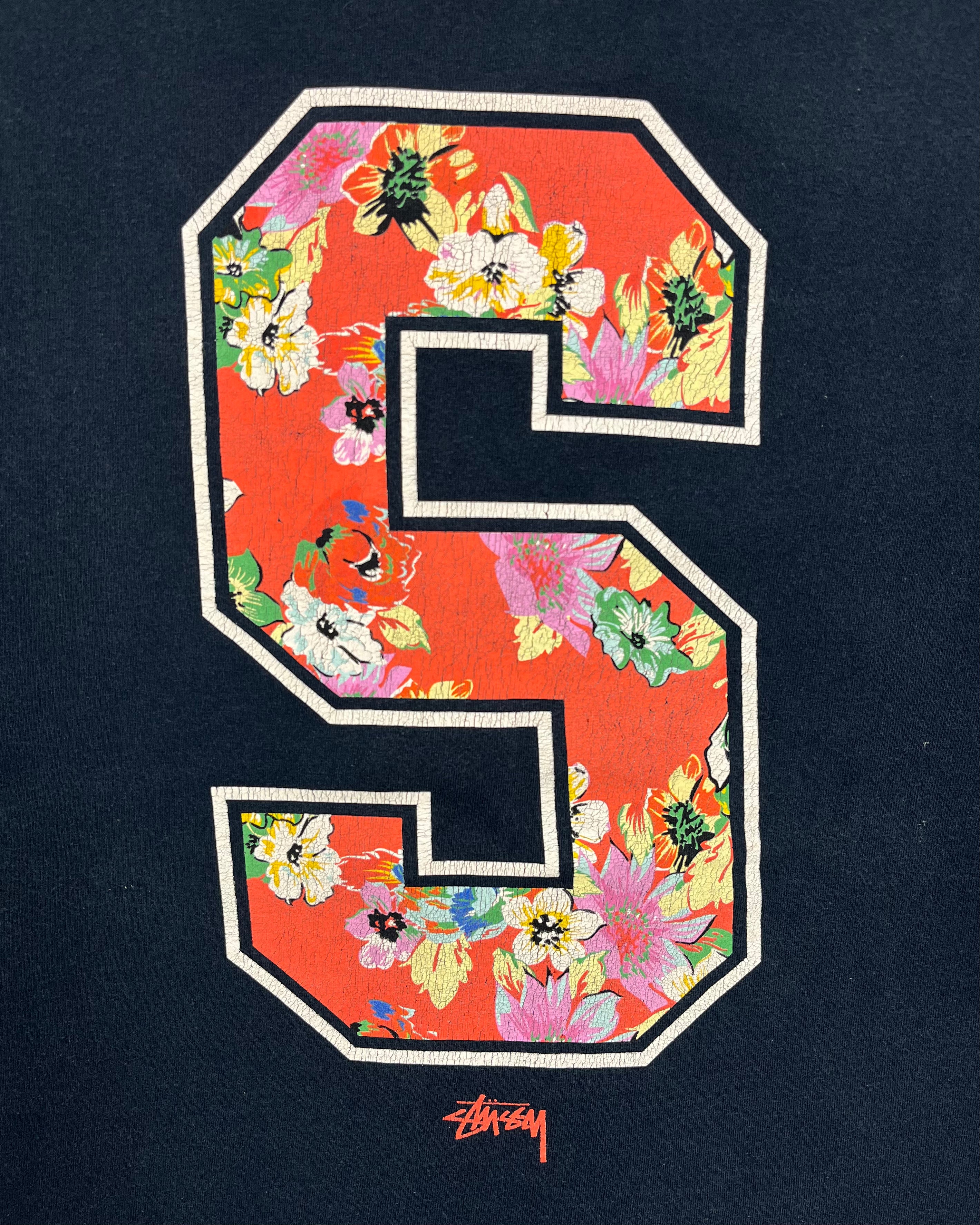 Stussy Vintage Navy Floral S Logo Tee