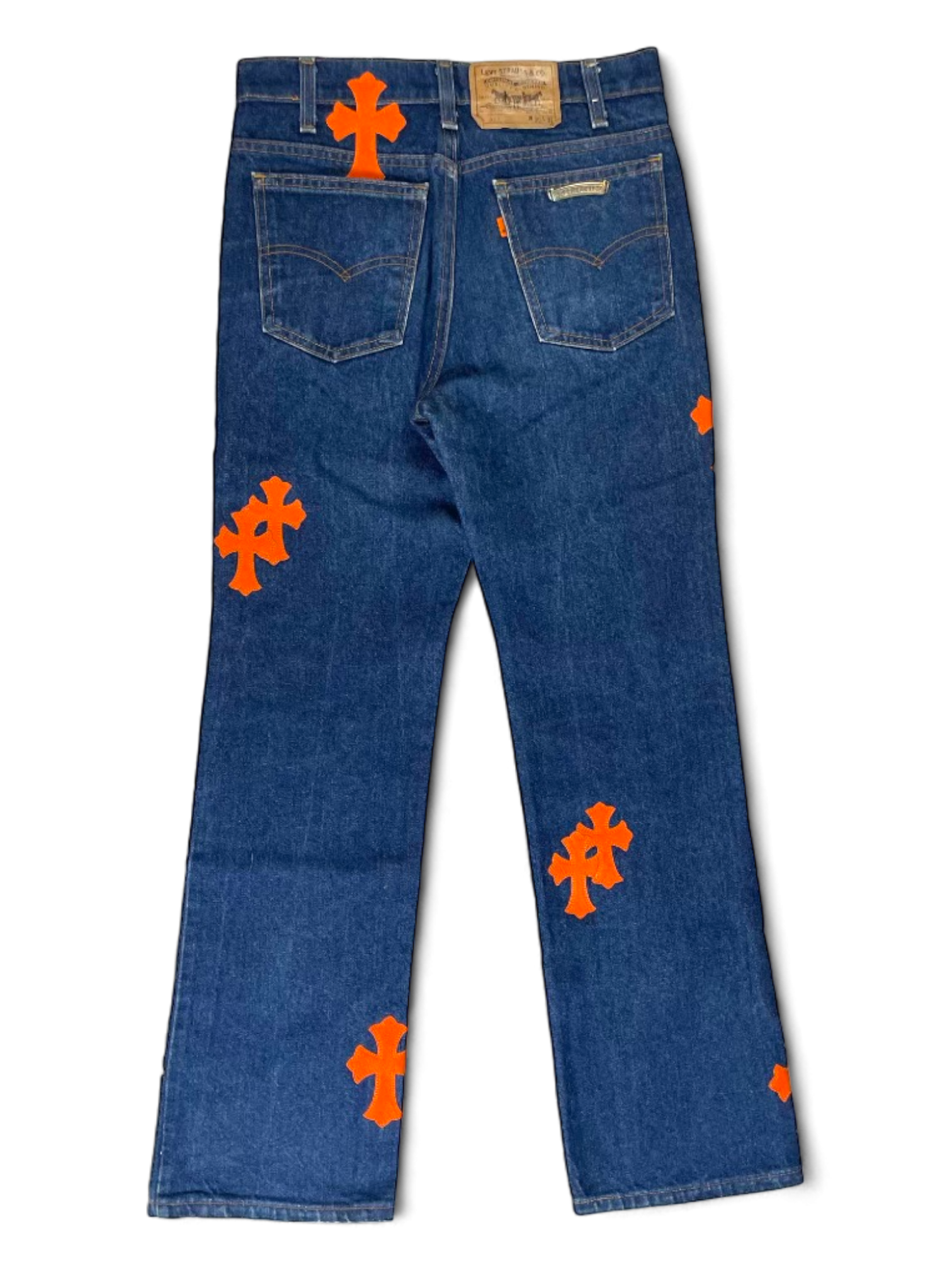 Chrome Hearts 1/1 Art Basel Exclusive Orange Cross Patch Levi’s Denim Jeans