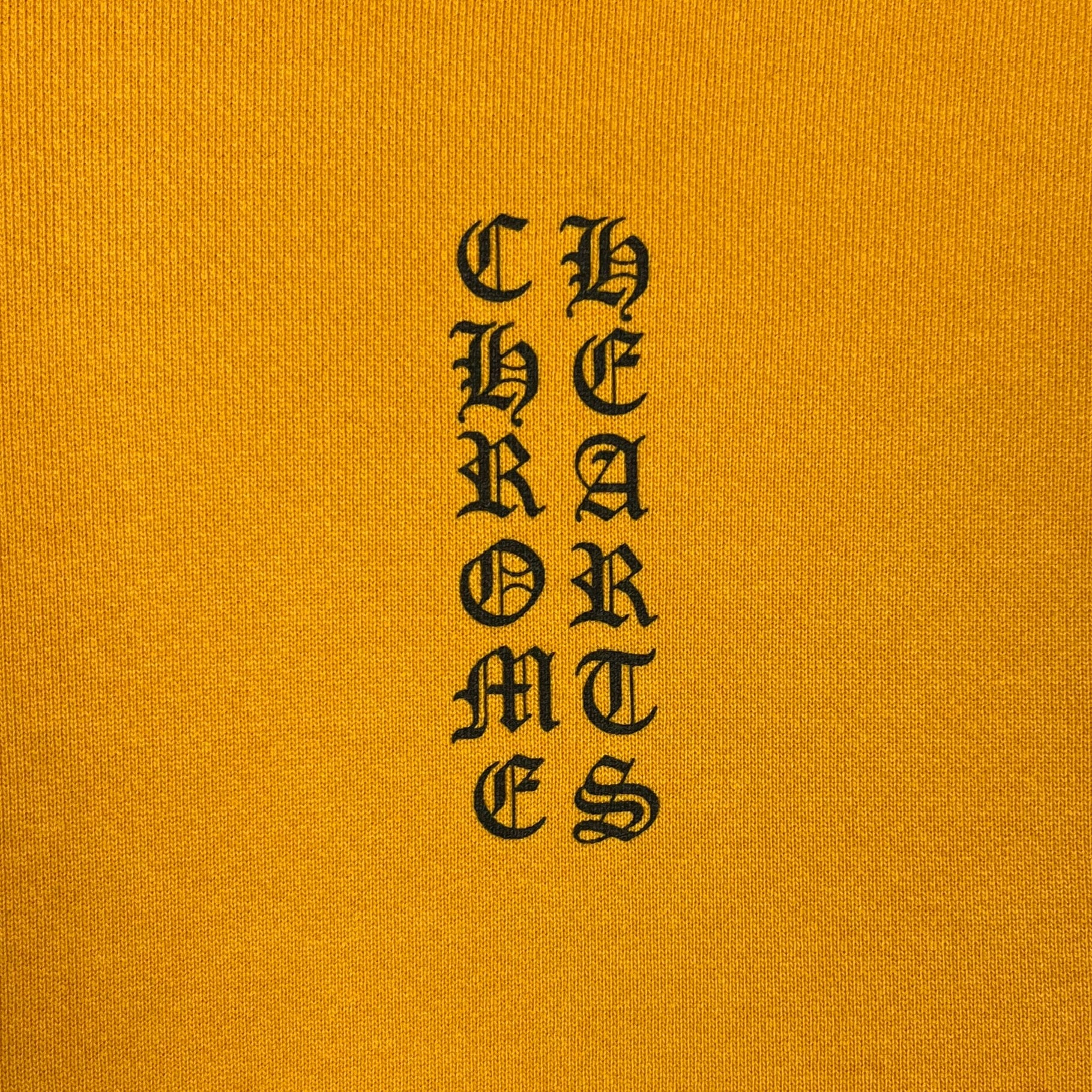 Chrome Hearts Yellow Orange Script Logo Hoodie