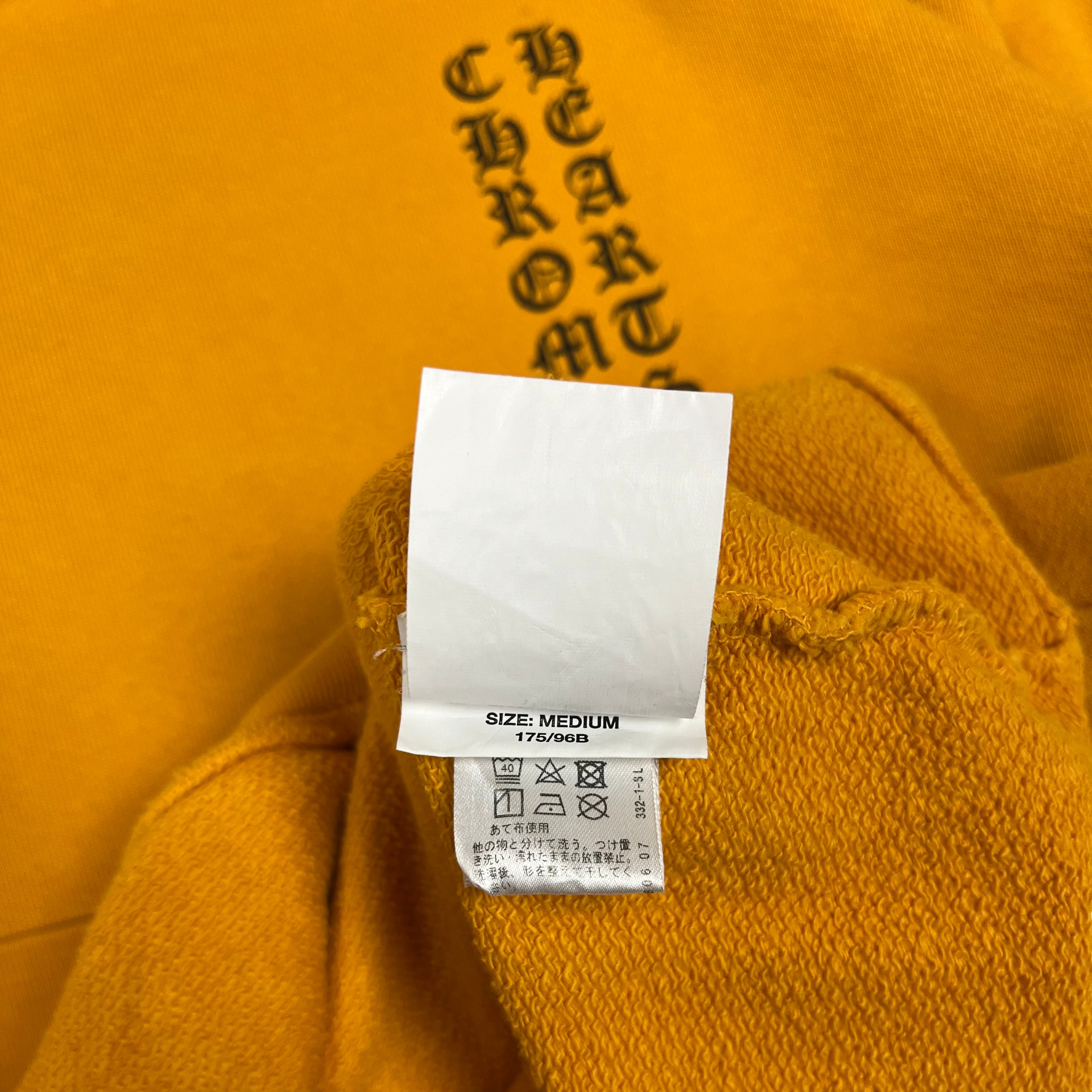 Chrome Hearts Yellow Orange Script Logo Hoodie