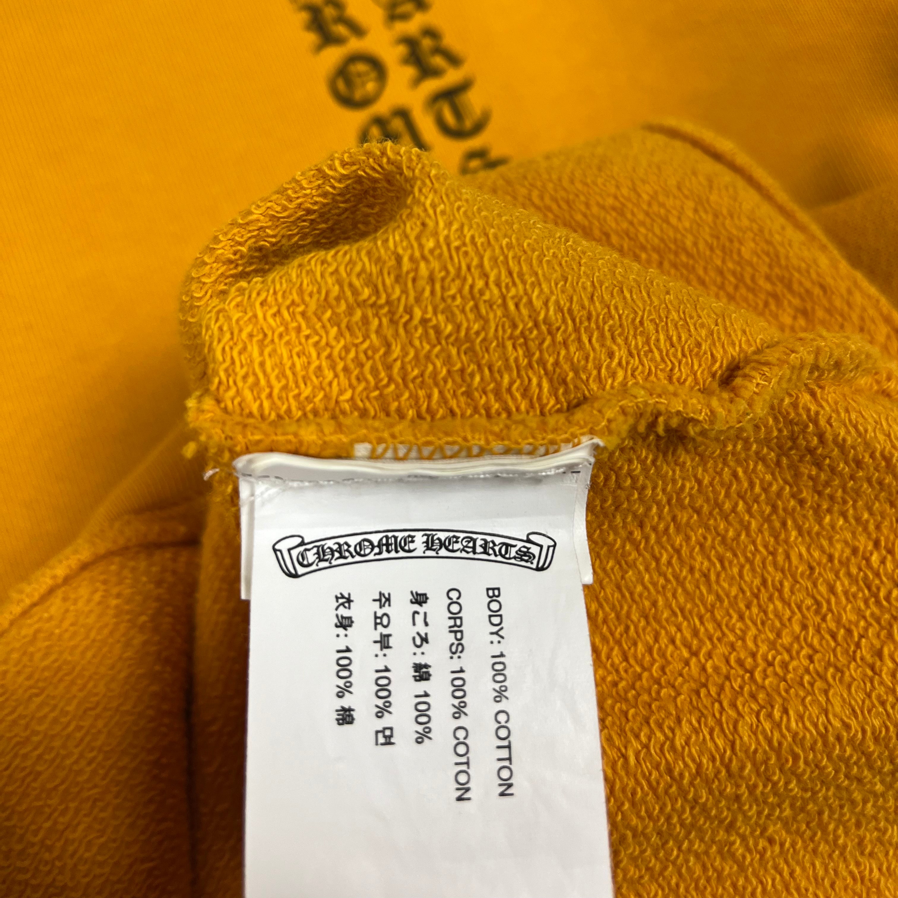 Chrome Hearts Yellow Orange Script Logo Hoodie