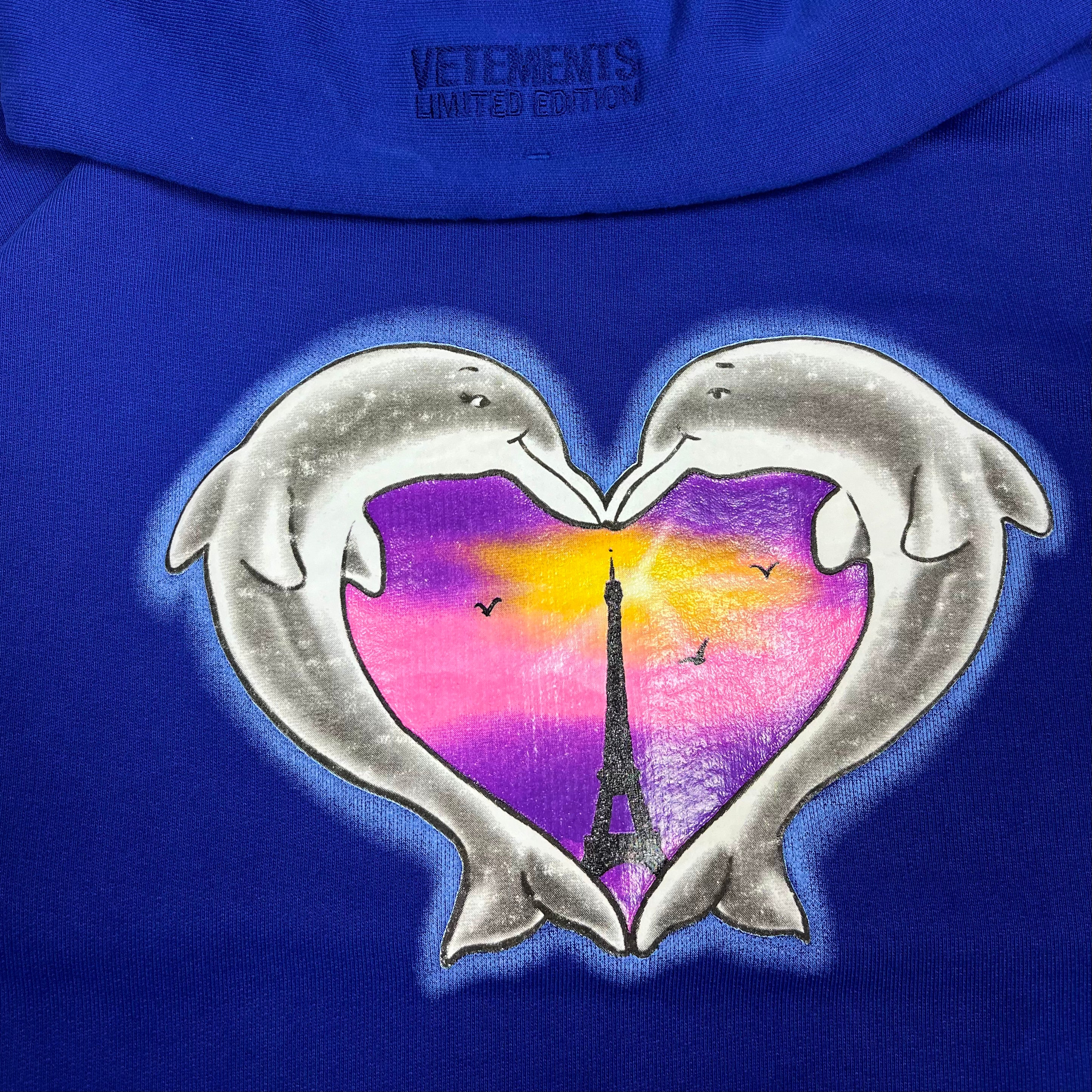 Vetements Blue Dolphins Heart Logo Hoodie