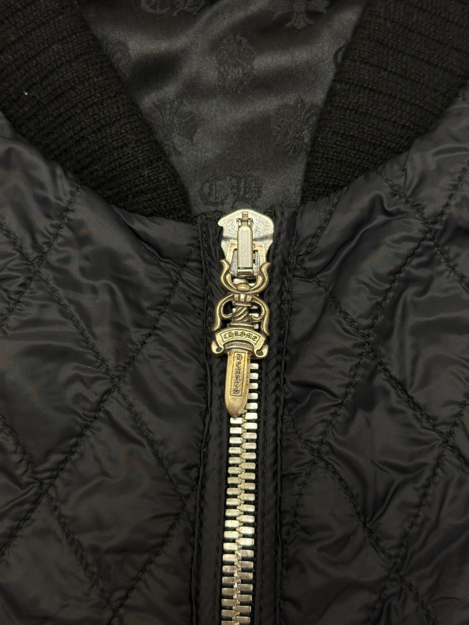 Chrome Hearts Black Cross Patch Flooded Quilted Vest