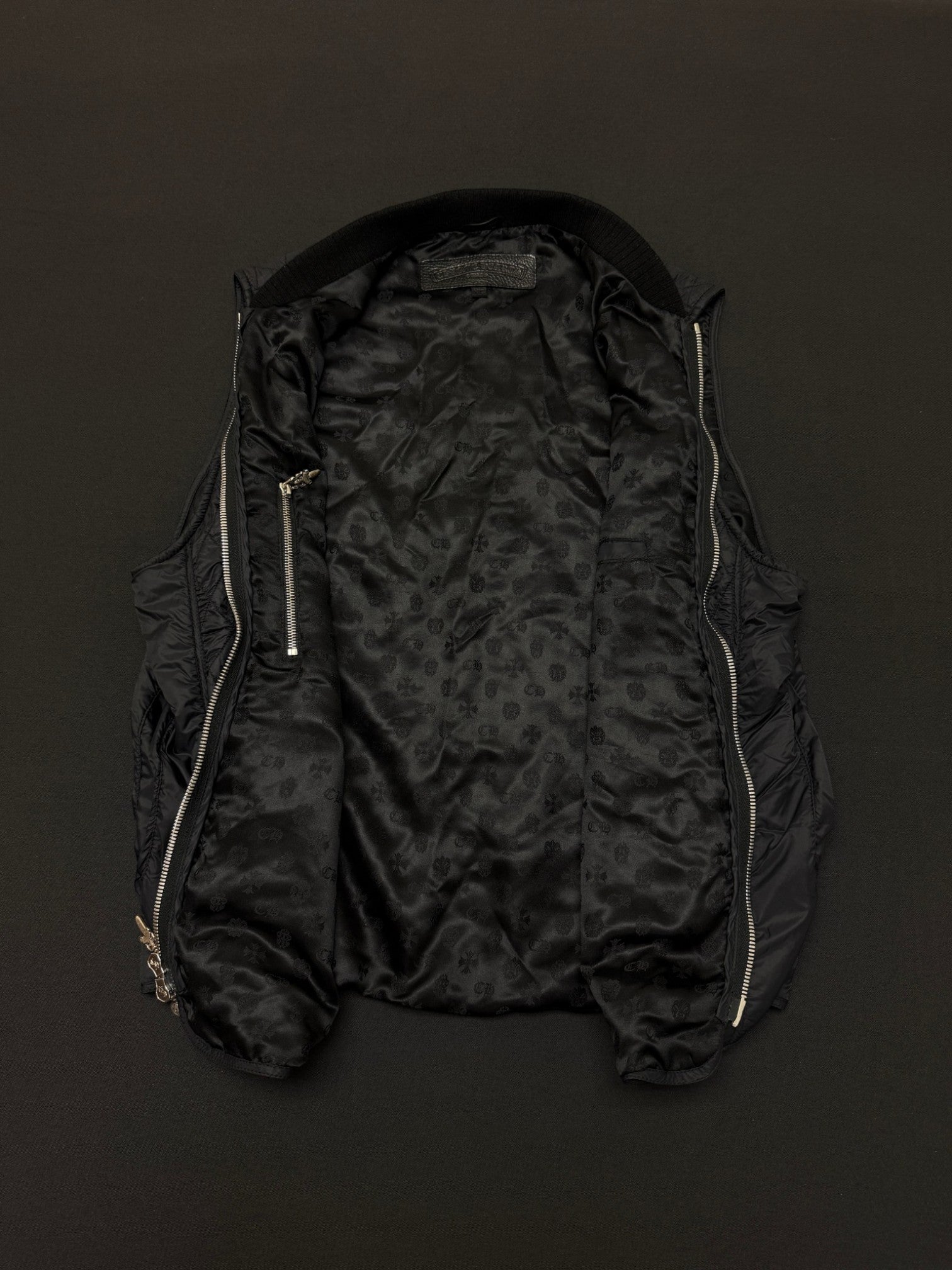 Chrome Hearts Black Cross Patch Flooded Quilted Vest