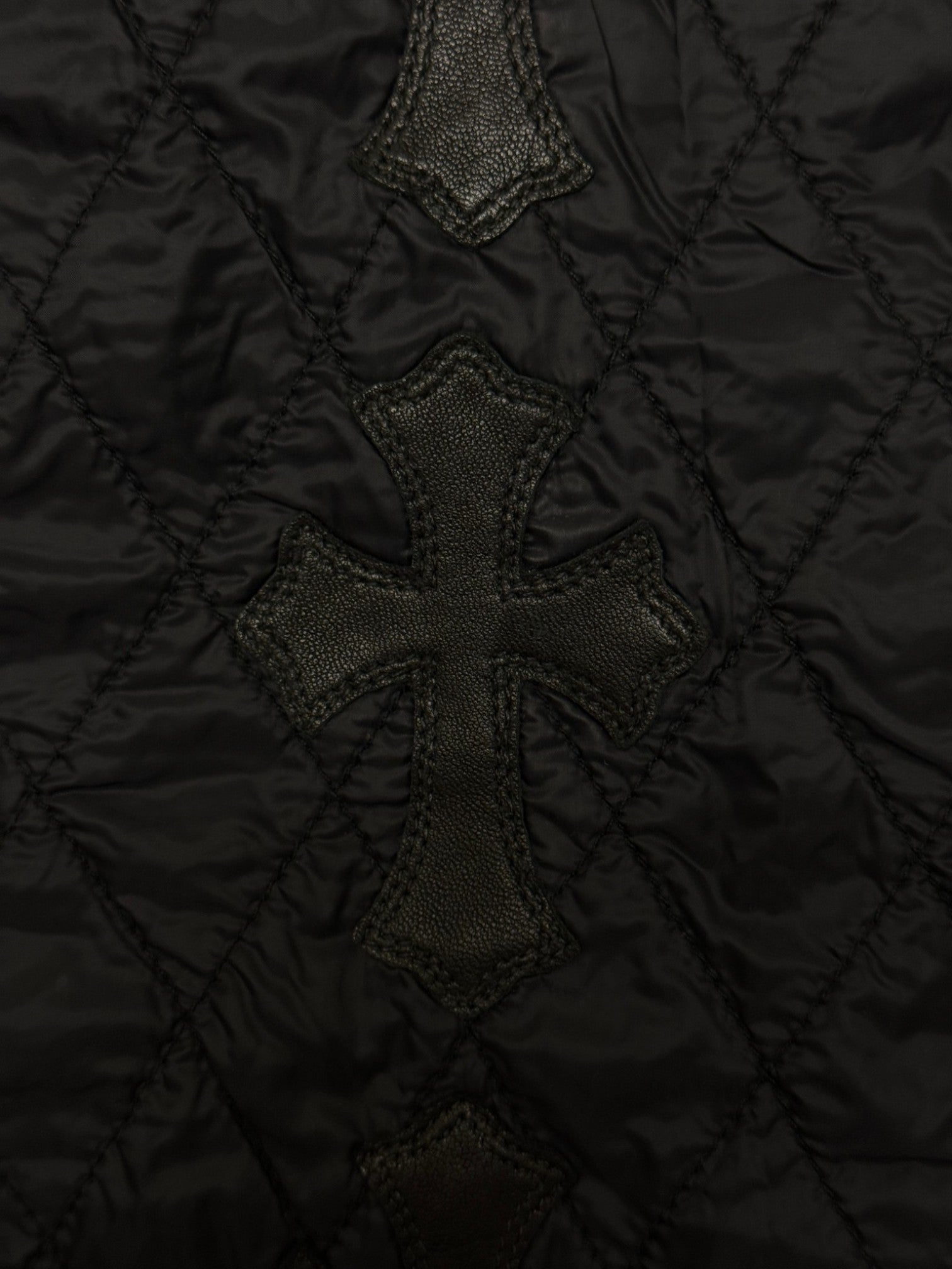 Chrome Hearts Black Cross Patch Flooded Quilted Vest