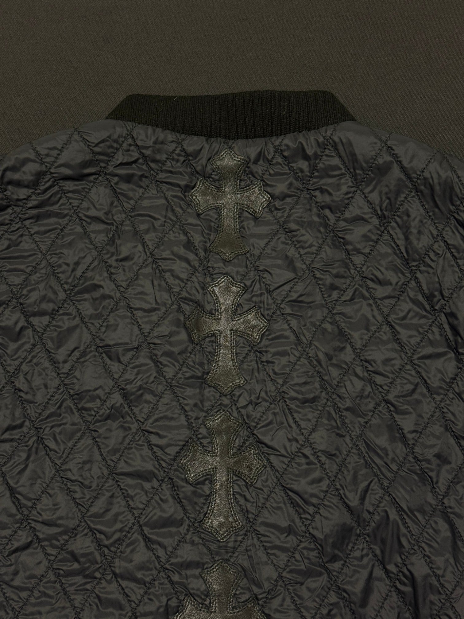 Chrome Hearts Black Cross Patch Flooded Quilted Vest