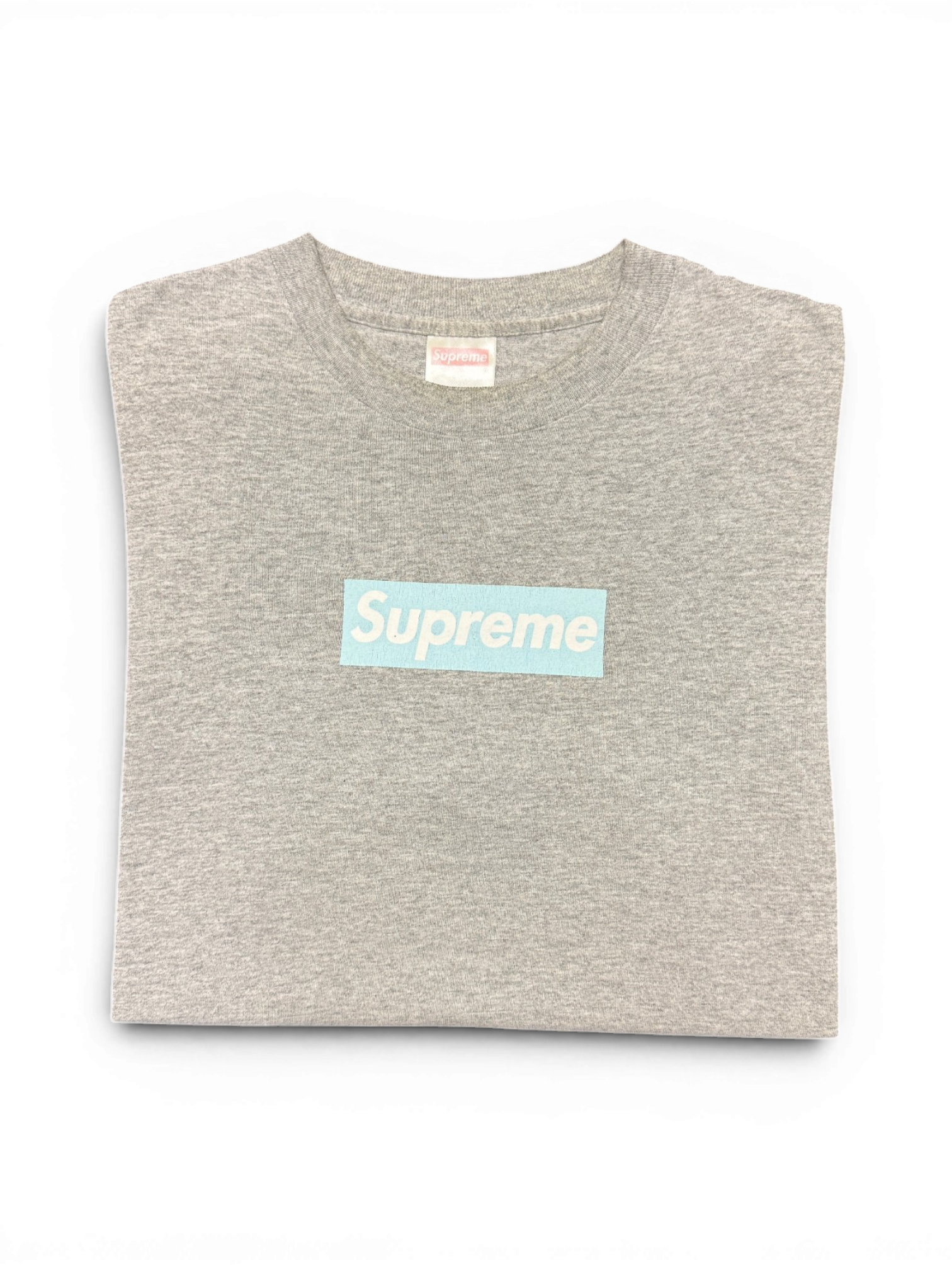 1998 Supreme Ice Blue Grey Box Logo Tee