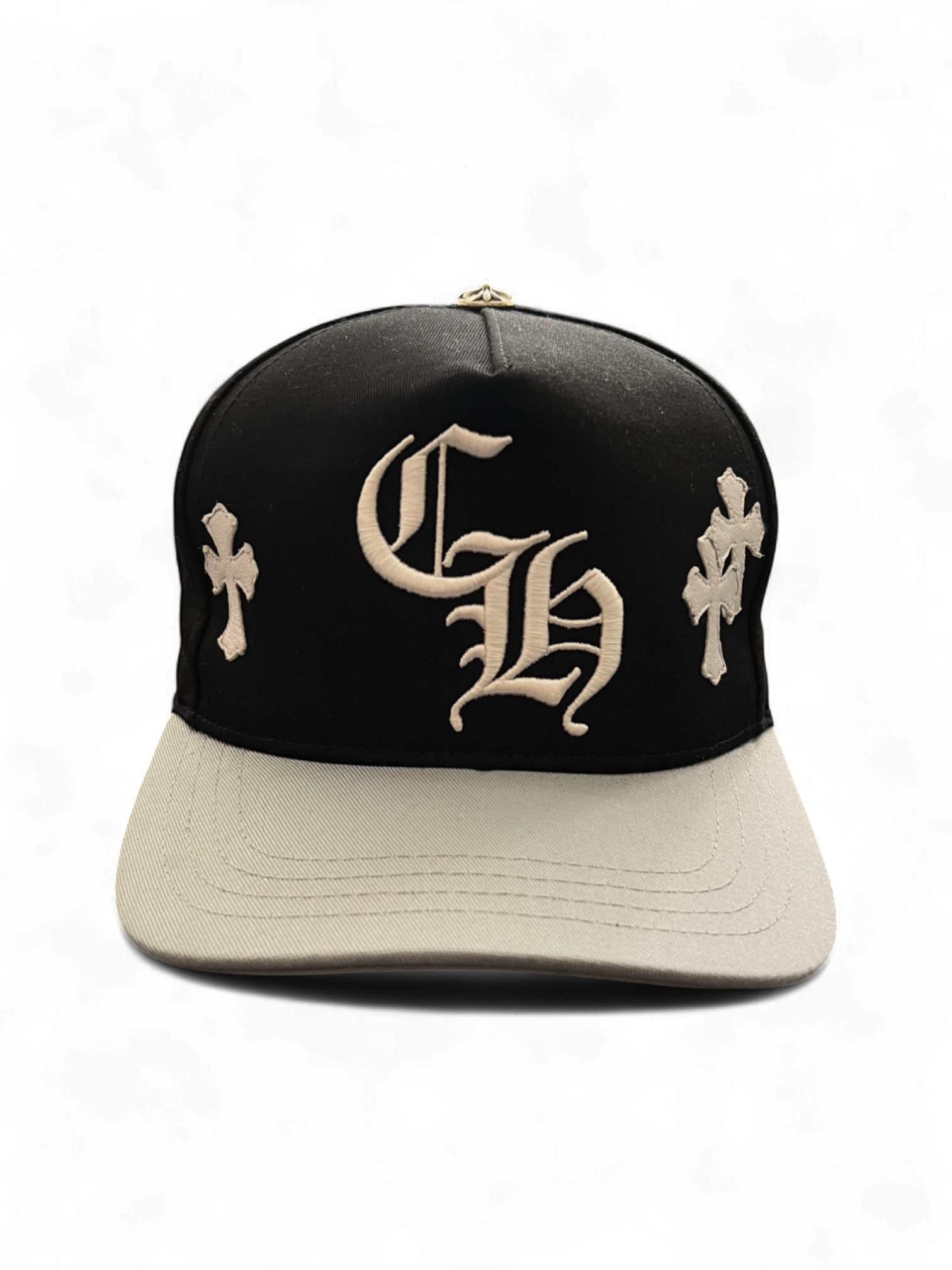 Chrome Hearts Black White Cross Patch Baseball Cap