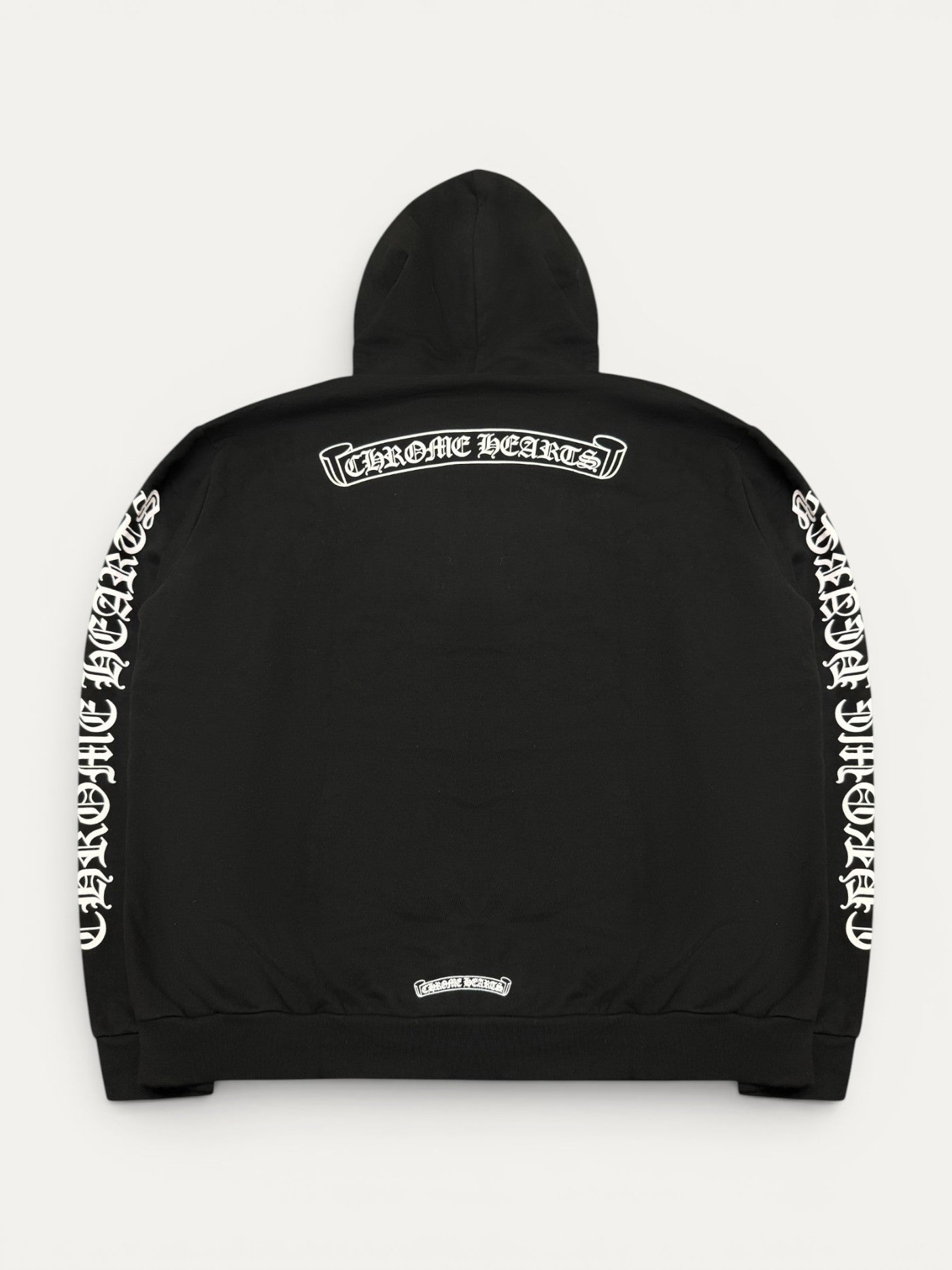 Chrome Hearts Black Scroll Logo Zip Up Hoodie