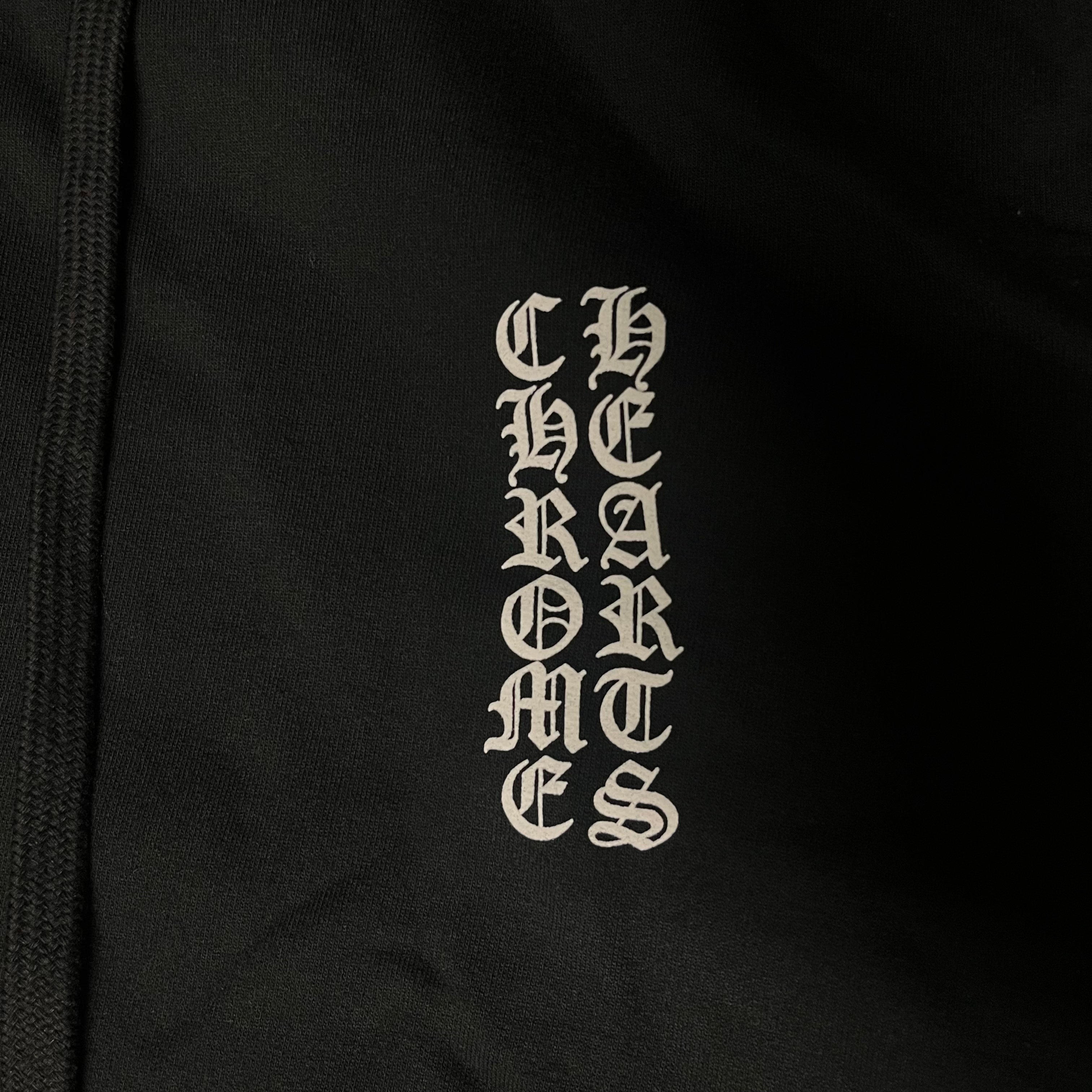 Chrome Hearts Black Vertical Logo Zip Up Hoodie