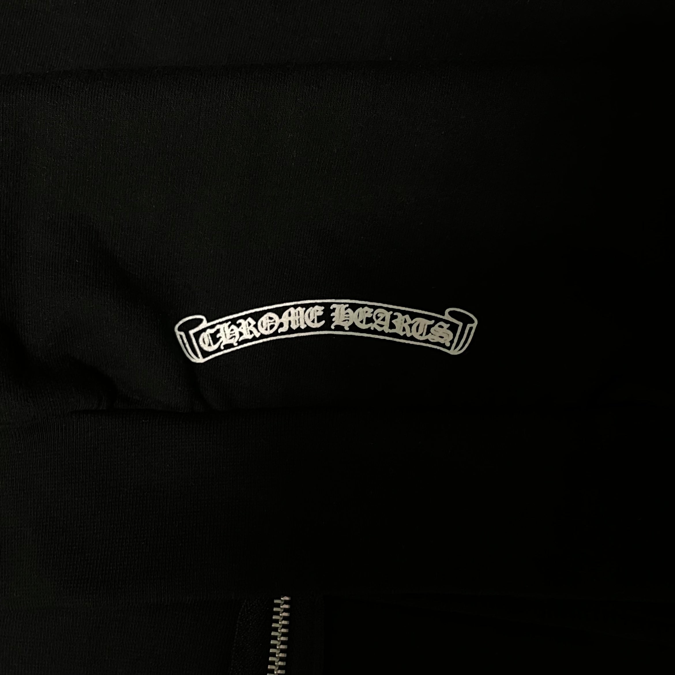 Chrome Hearts Black Vertical Logo Zip Up Hoodie