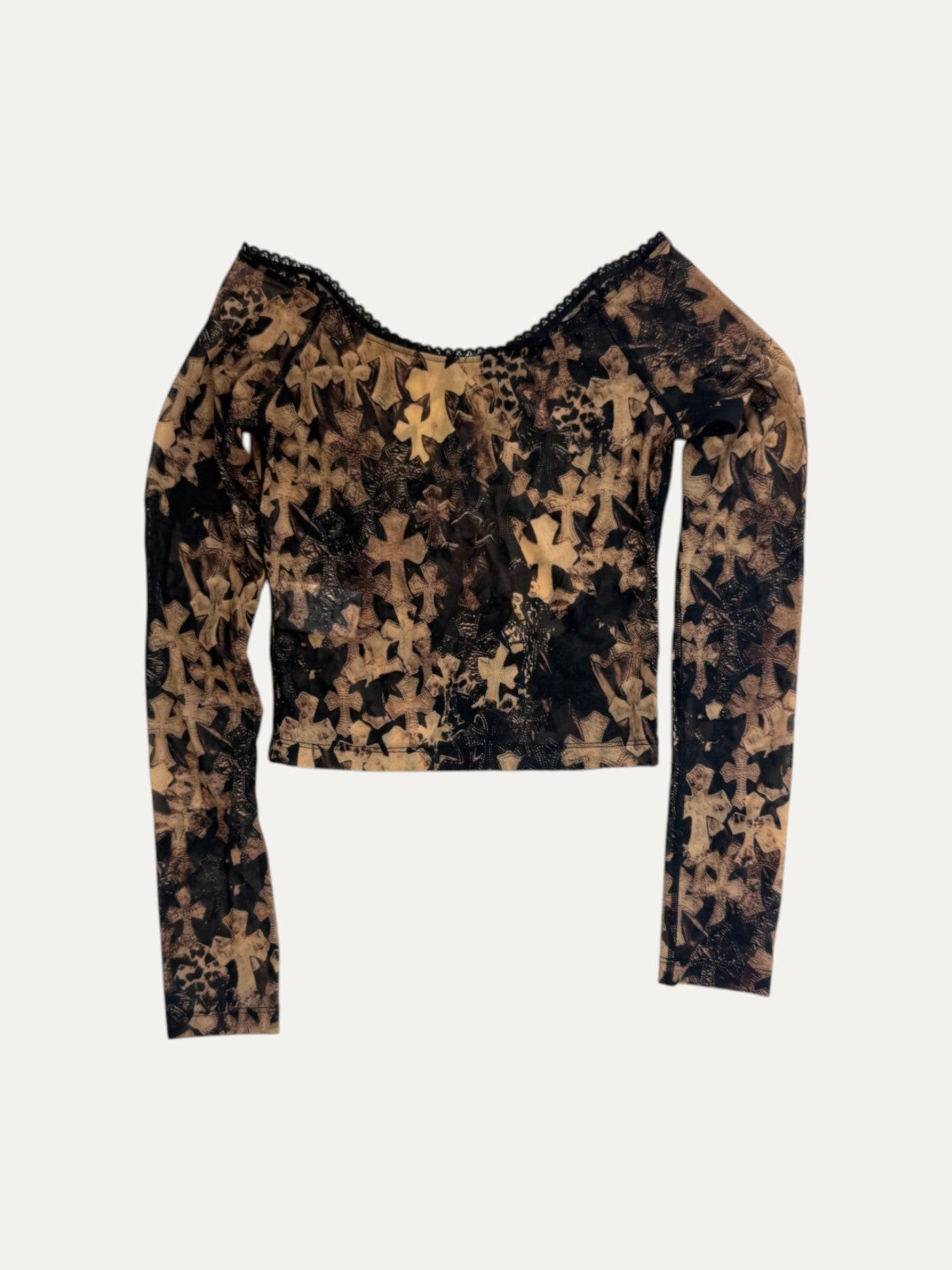 Chrome Hearts Flooded Brown Cross Patch Top