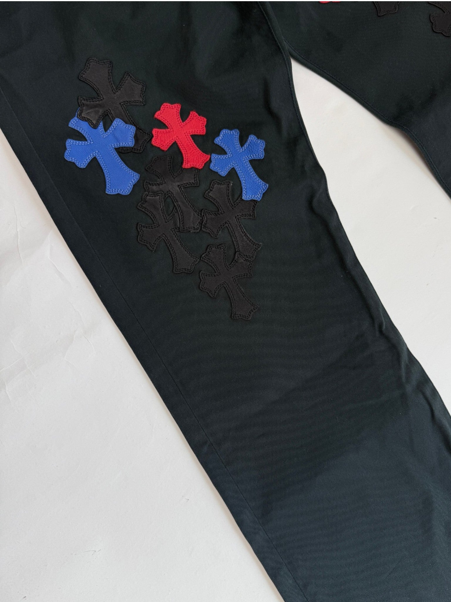 Chrome Hearts Multi Colour Red Blue Cross Patch Chino Pants