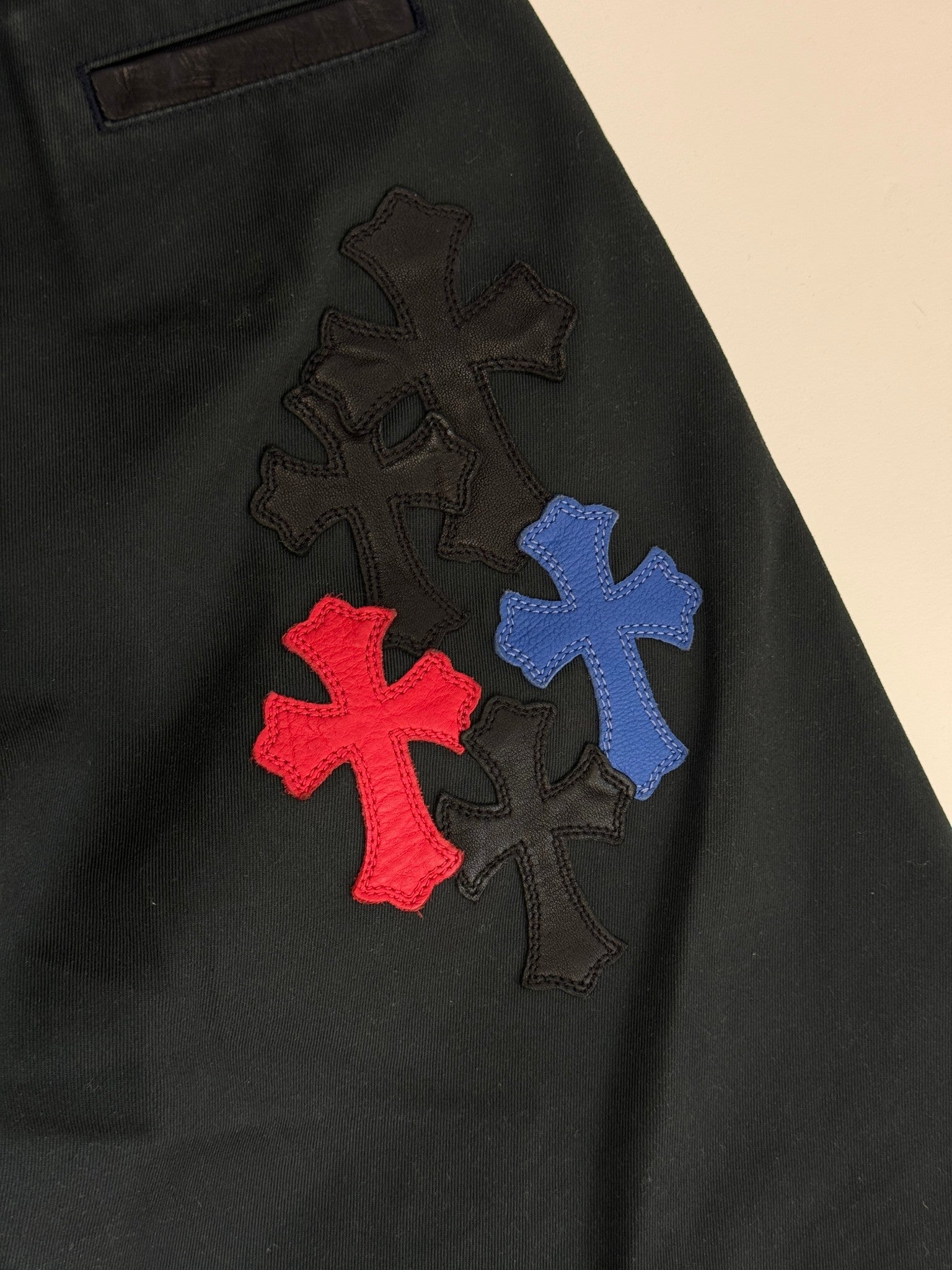 Chrome Hearts Multi Colour Red Blue Cross Patch Chino Pants