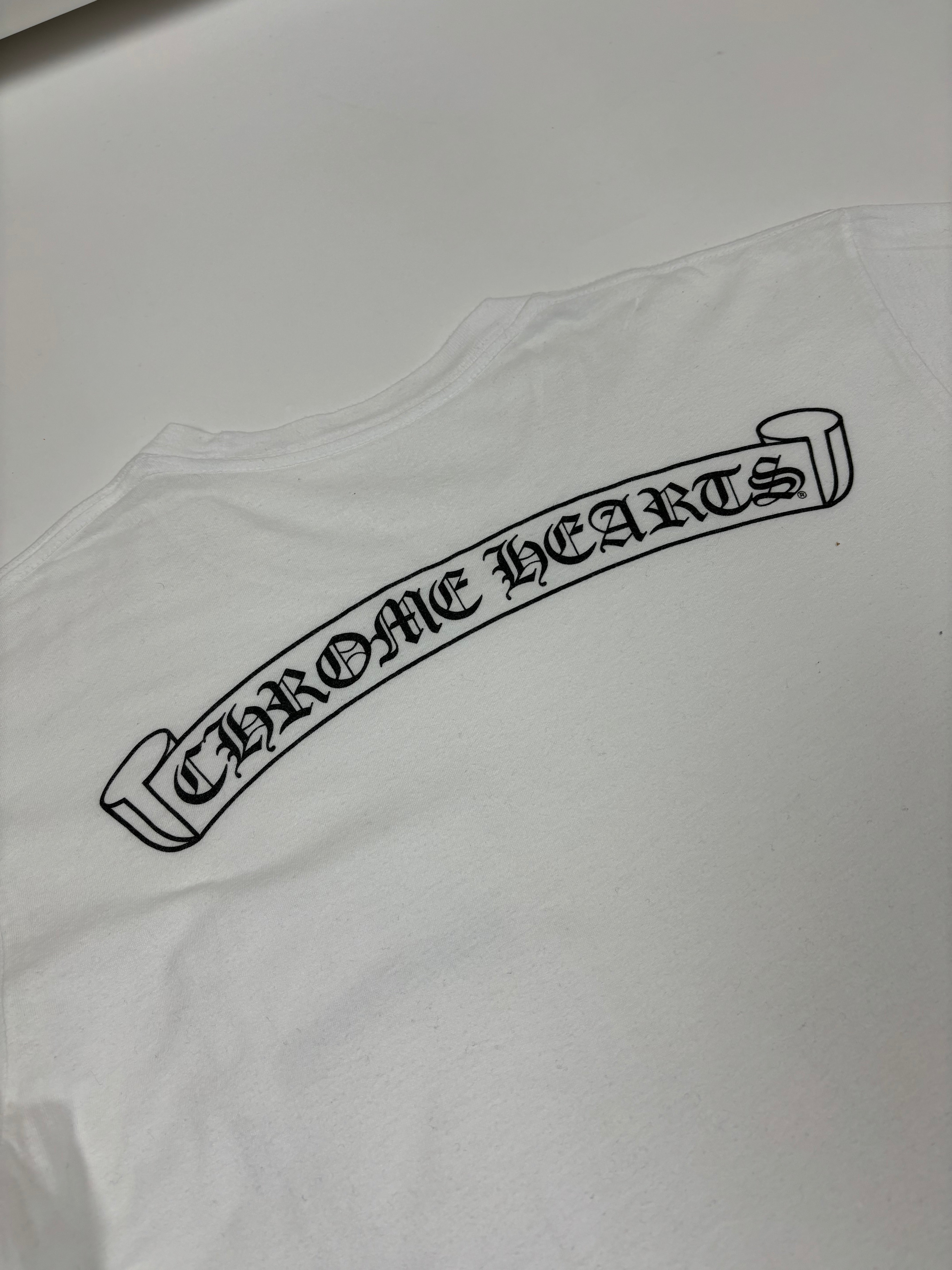 Chrome Hearts White Spellout Logo Tee